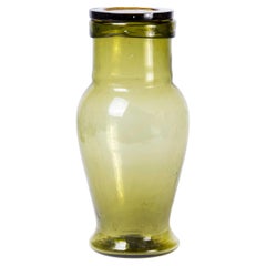 Contemporary Moroccan Mouth Blown Glass Jar - Moss Green