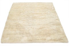 Contemporary Moroccan Plush Wool Rug Handmade In Beige