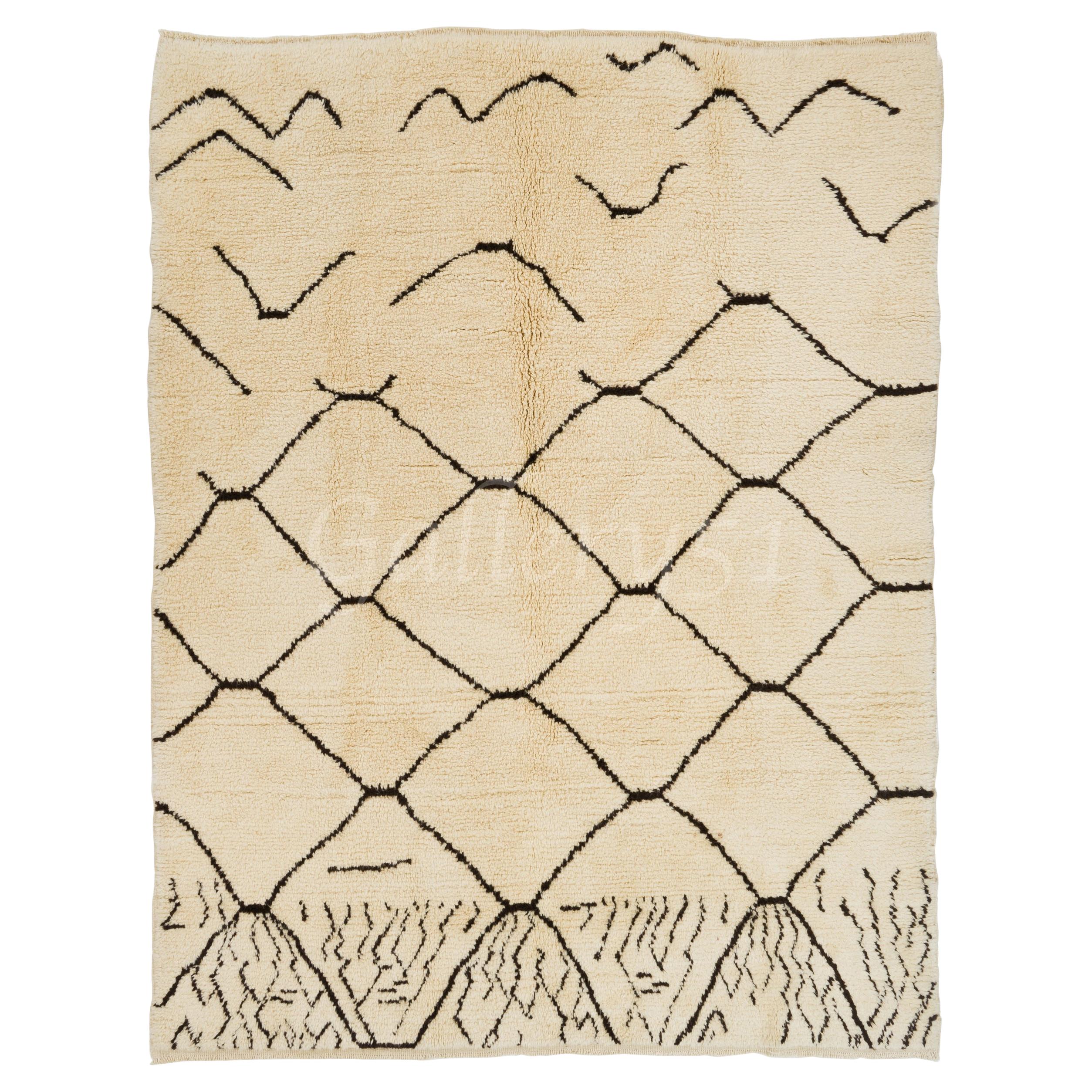 10x14 ft Contemporary Moroccan Rug. 100% Natural Un-Dyed Wool, Custom Options Av For Sale