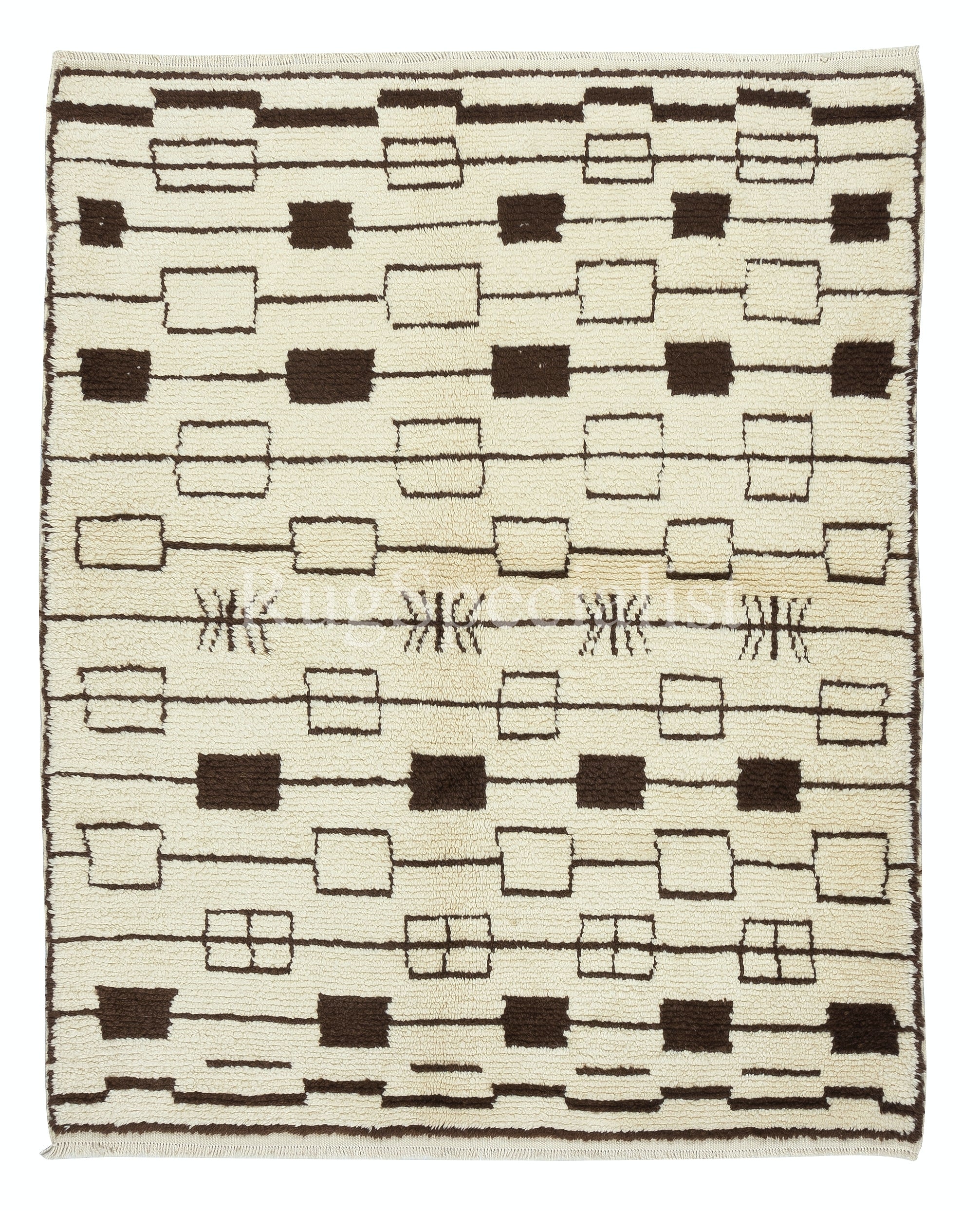 Alfombra marroquí contemporánea, 100% lana natural sin teñir, opciones personalizadas disponibles