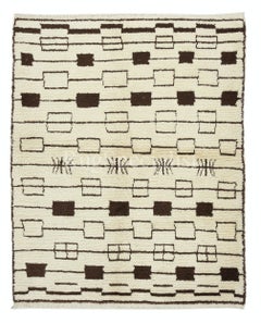 Alfombra marroquí contemporánea, 100% lana natural sin teñir, opciones personalizadas disponibles