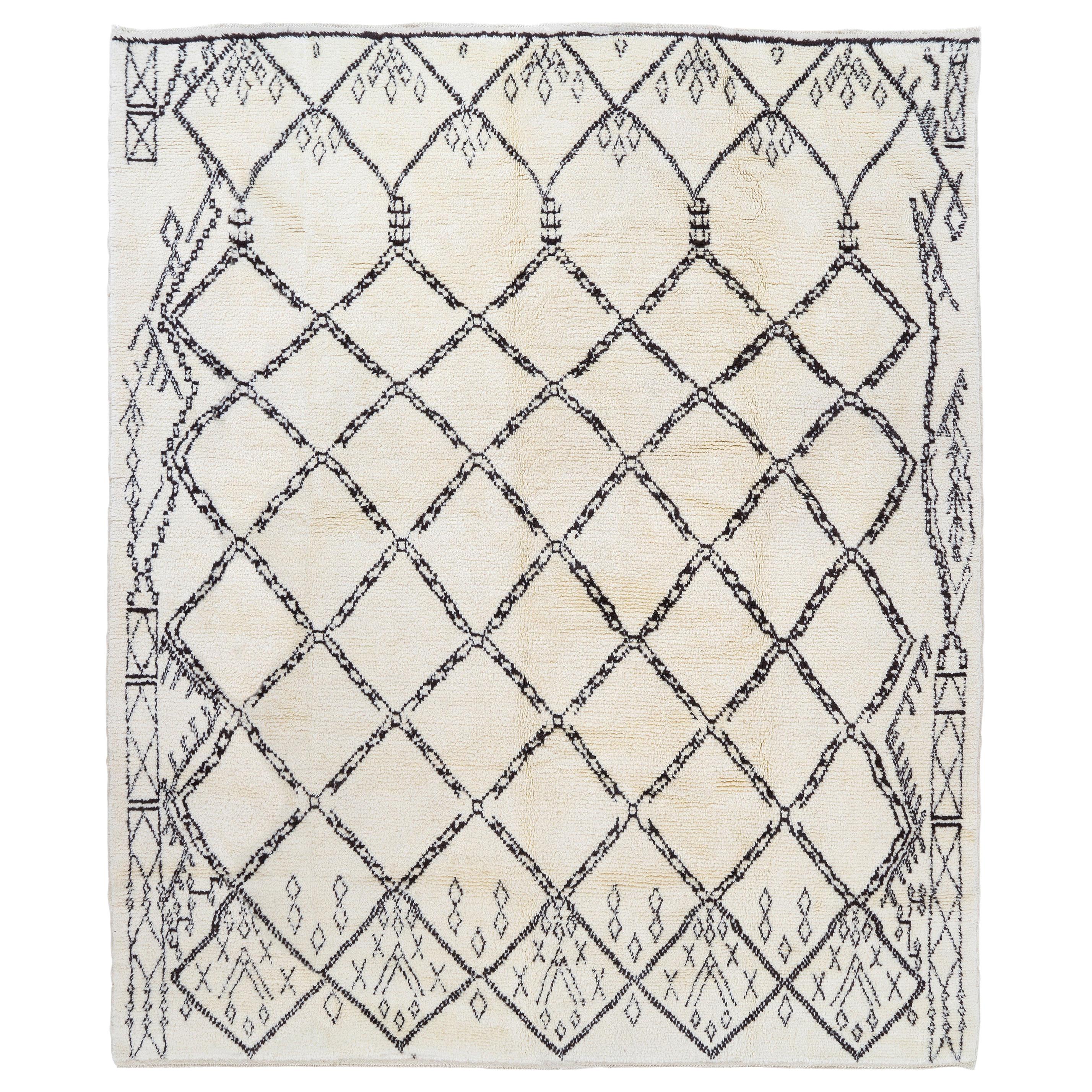 10x14 Ft Contemporary Moroccan Berber Wool "Tulu" Rug. Custom Options Available For Sale