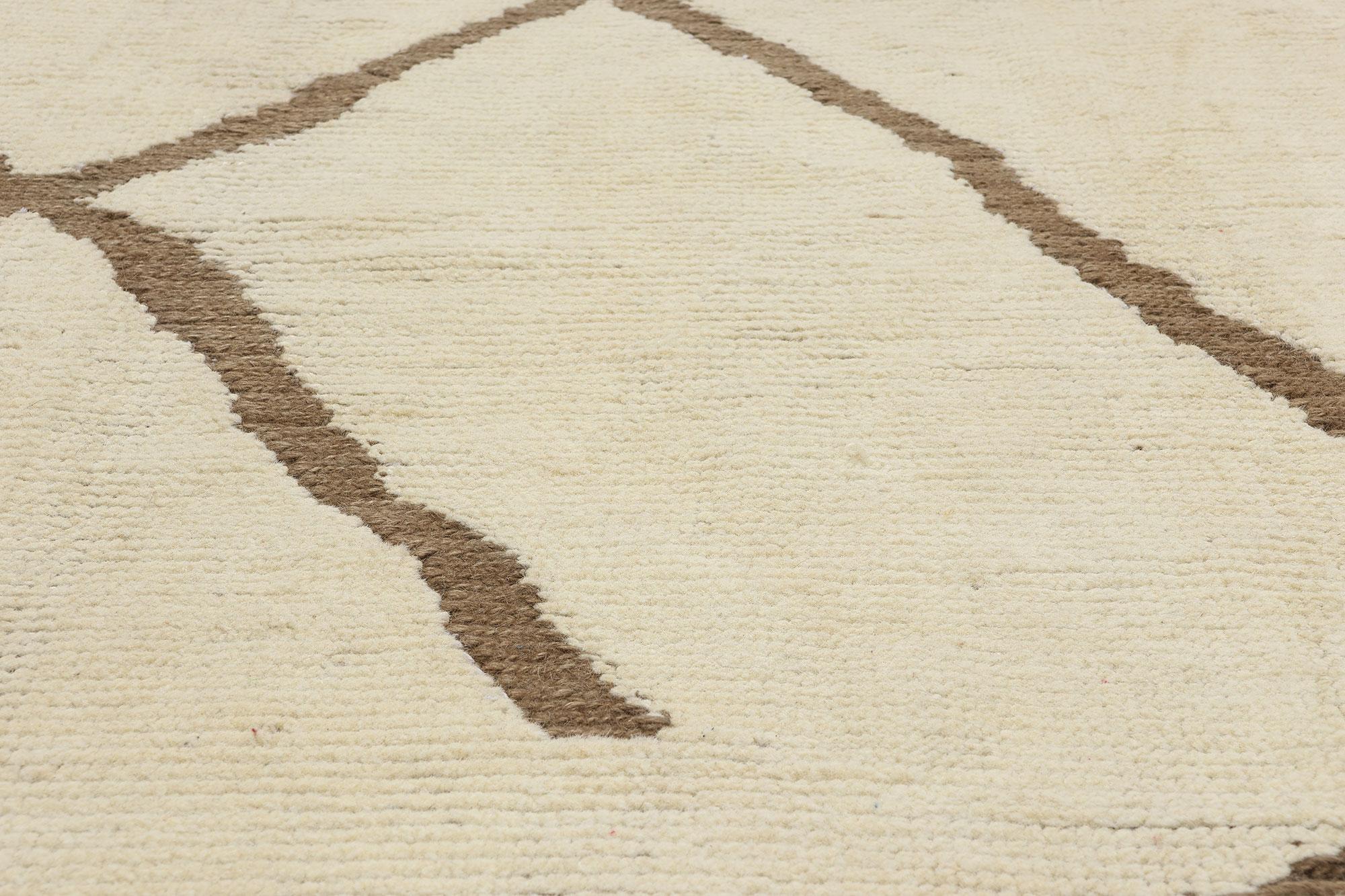 Contemporary Moroccan Rug, Cozy Organic Modern Meets Serene Shibui In Good Condition For Sale In Dallas, TX