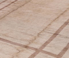Contemporary Moroccan Rug in Neutral Beige with Minimalist Border