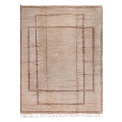 Contemporary Moroccan Rug in Neutral Beige with Minimalist Border