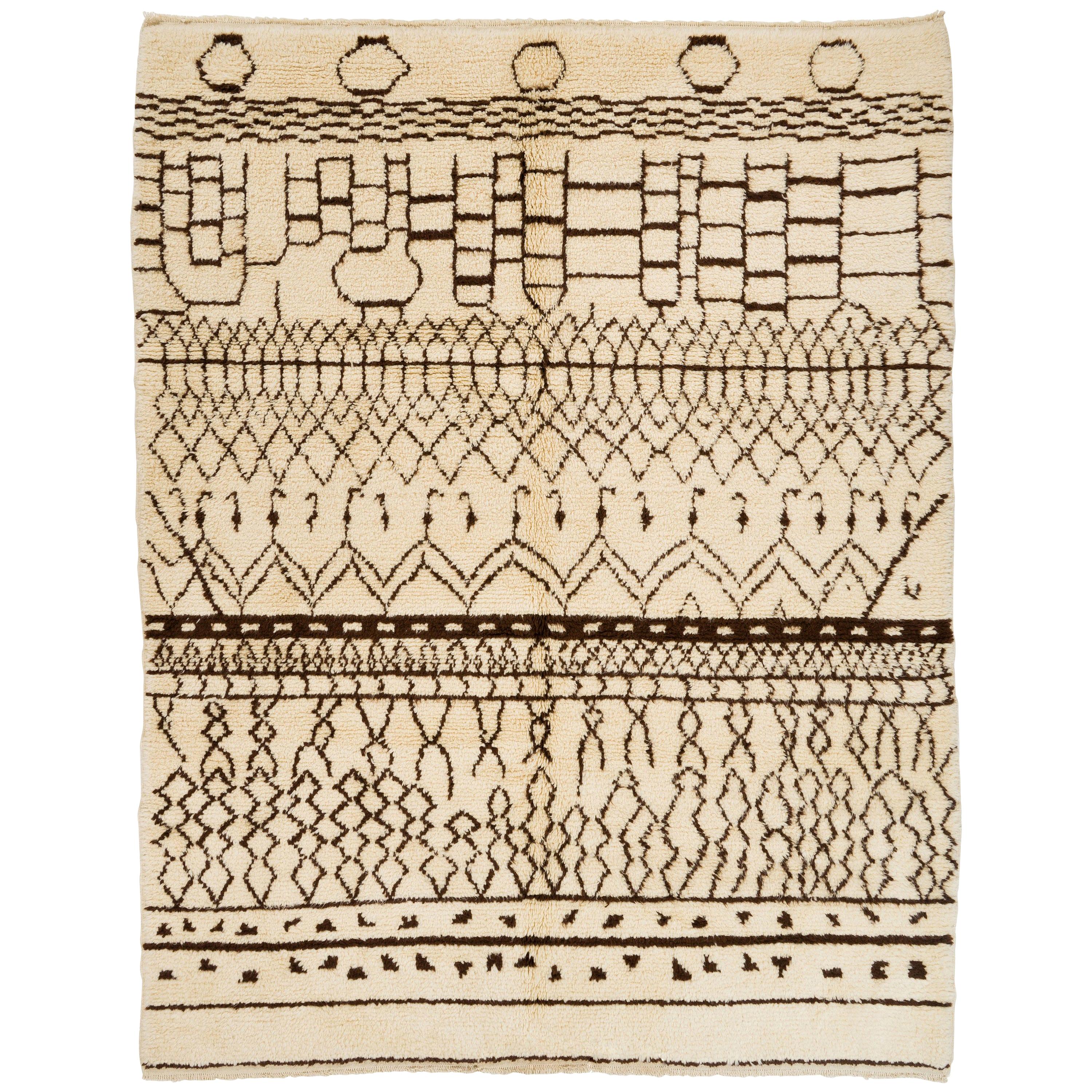 Contemporary Moroccan Rug made of Natural Wool. Custom Options Available For Sale