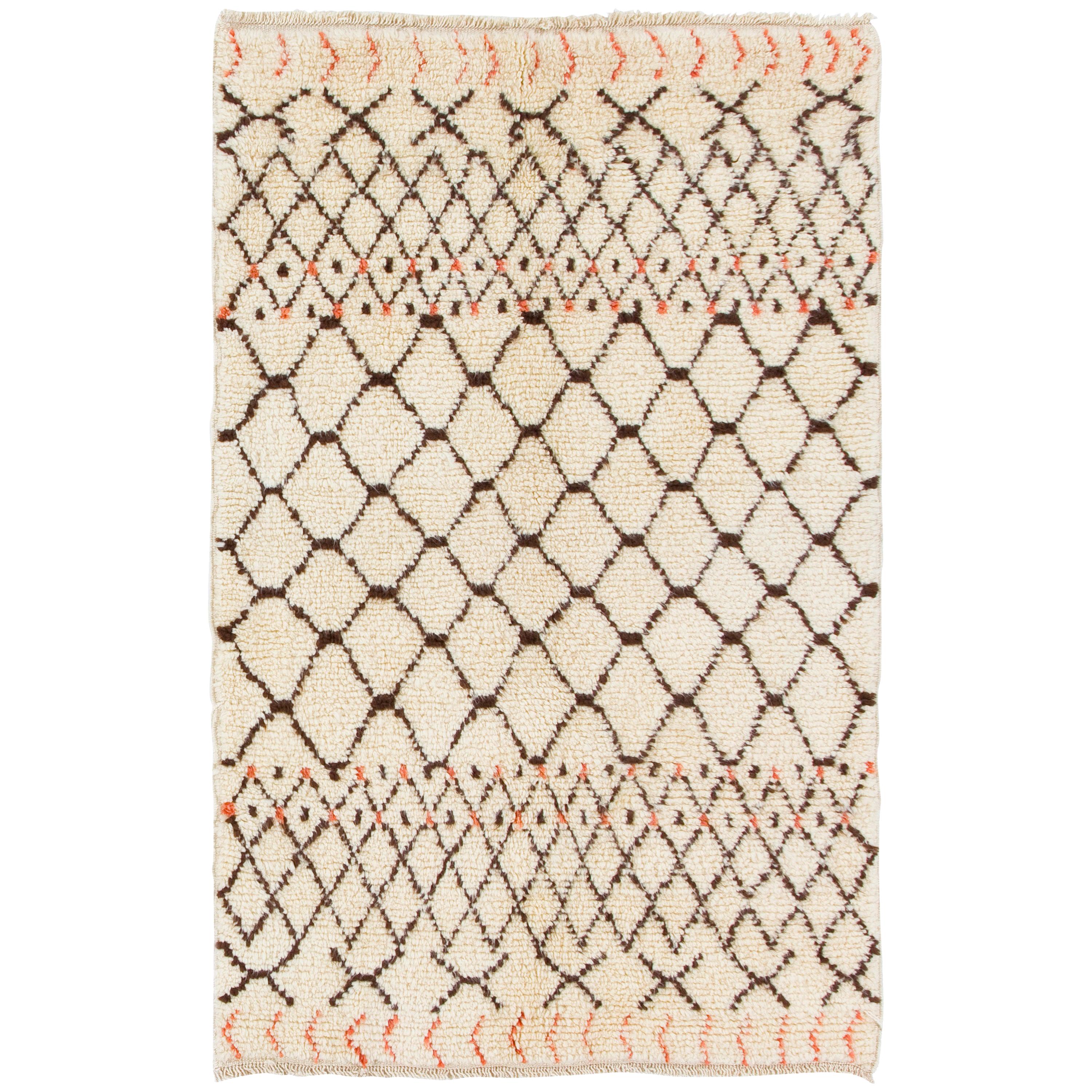 Contemporary Handmade Moroccan Tulu Rug, 100% Wool, Custom Options Available