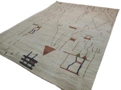 Contemporary Moroccan Rug with Brutalist Design and Tribal Motifs