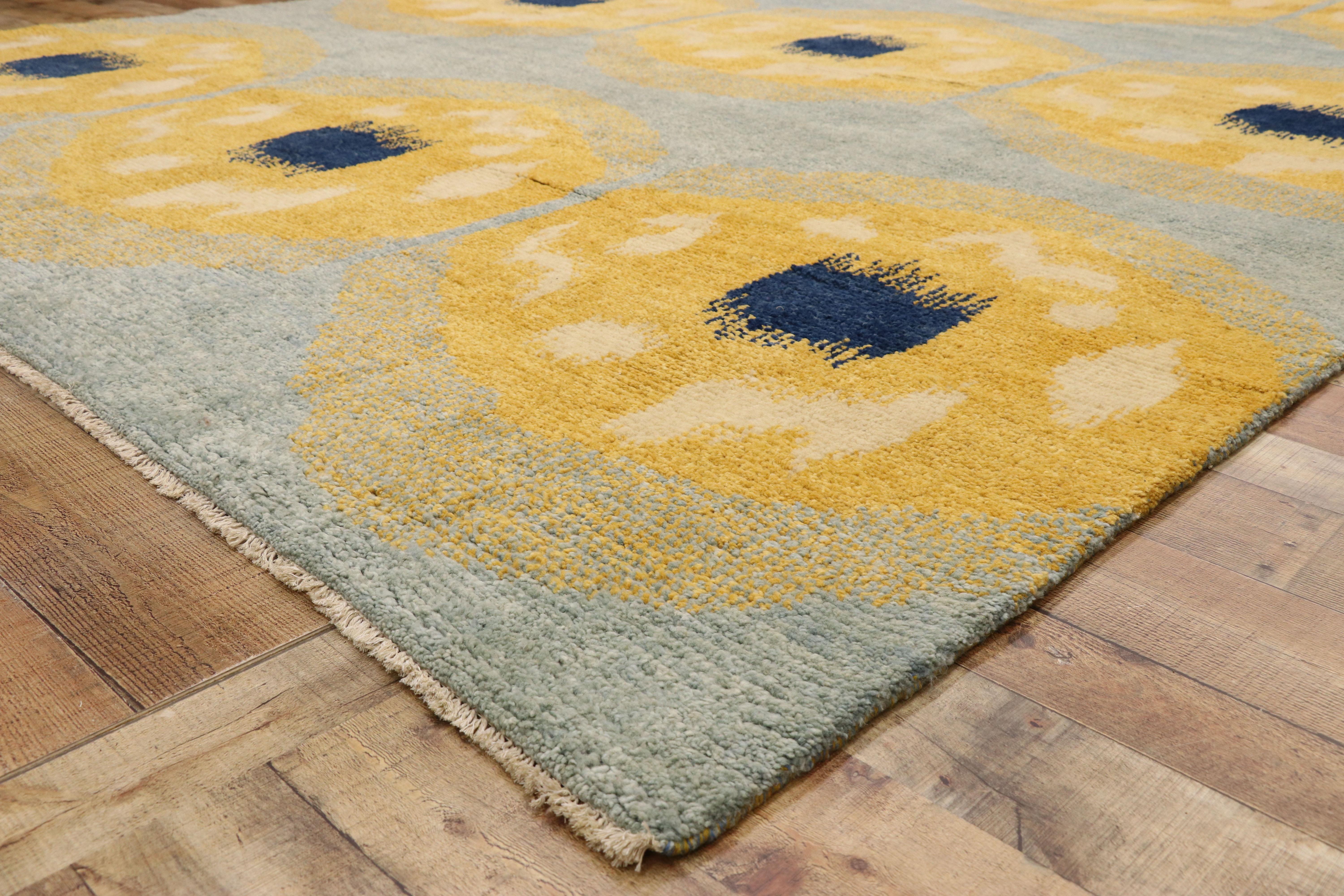 Modern Moroccan Area Rug, Abstract Orphism Meets Contemporary Elegance In New Condition For Sale In Dallas, TX