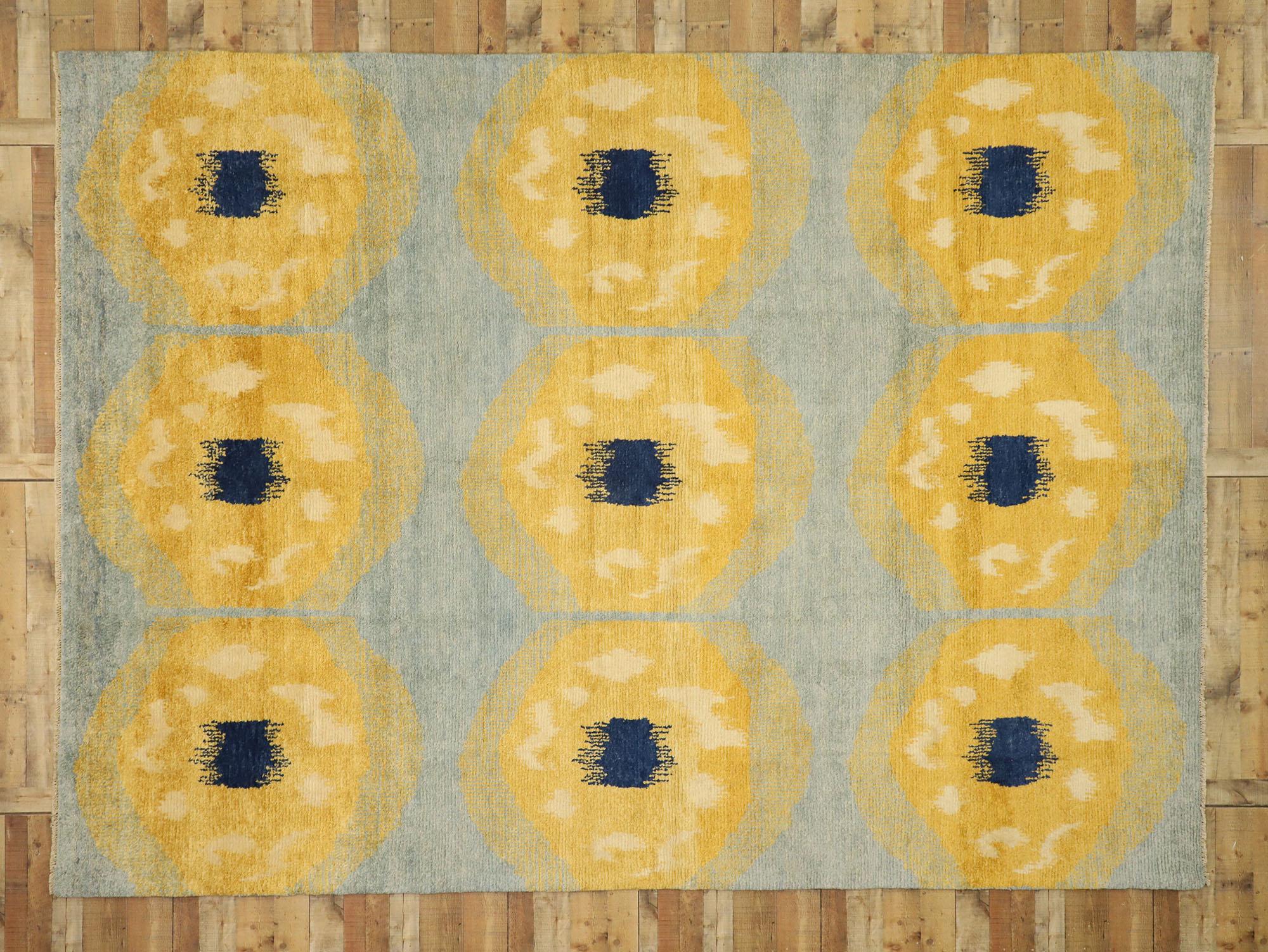 Wool Modern Moroccan Area Rug, Abstract Orphism Meets Contemporary Elegance For Sale