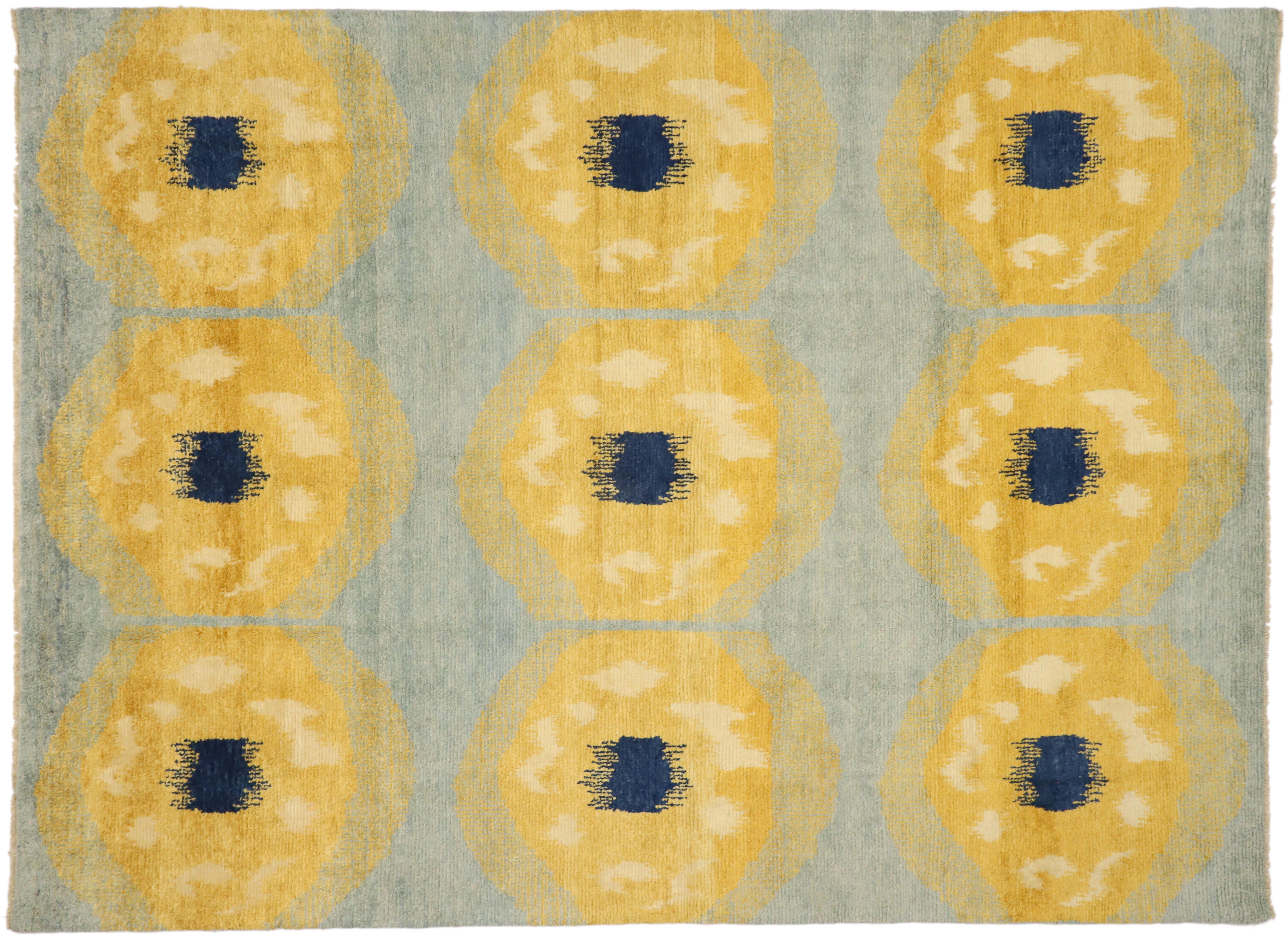 Modern Moroccan Area Rug, Abstract Orphism Meets Contemporary Elegance For Sale 2