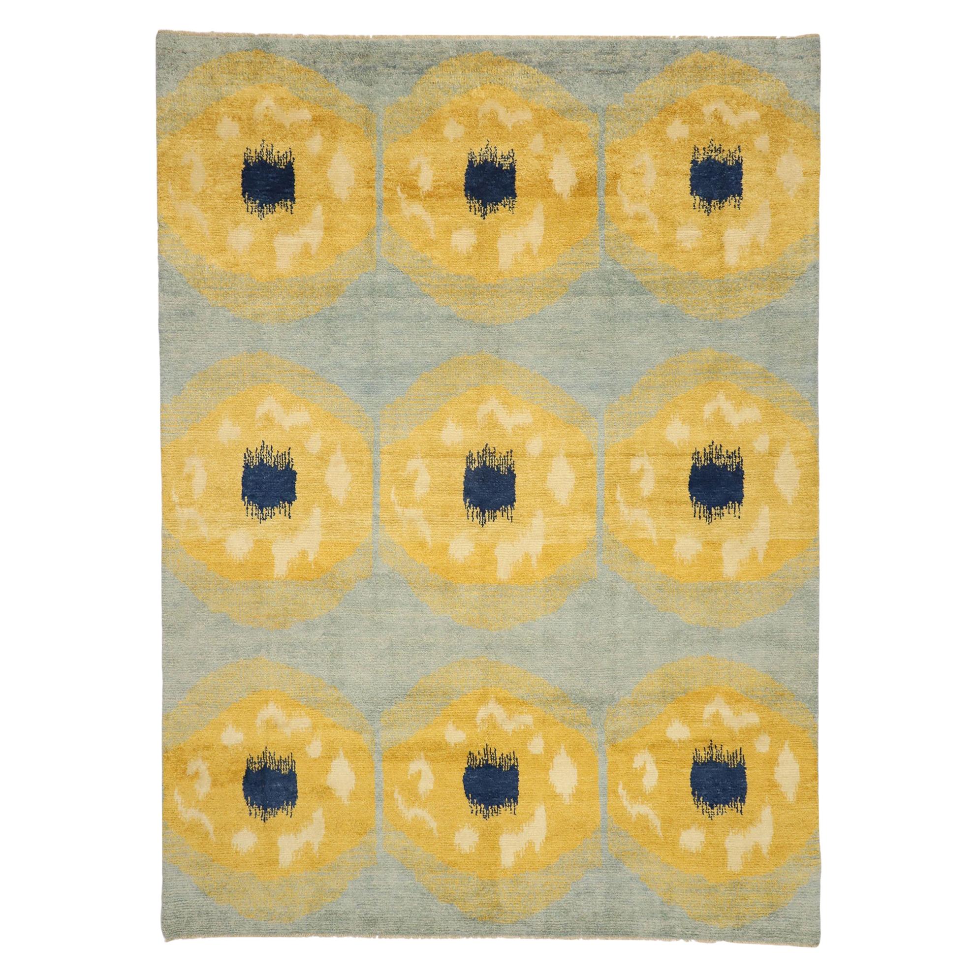 Modern Moroccan Area Rug, Abstract Orphism Meets Contemporary Elegance For Sale