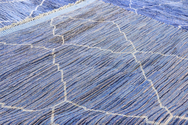 Contemporary Moroccan Rug with Postmodern Memphis Style, Blue Berber