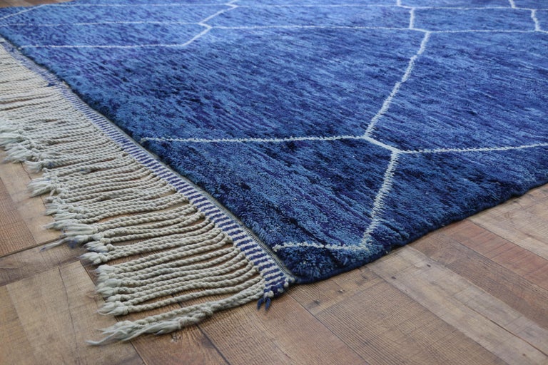 Contemporary Moroccan Rug with Postmodern Memphis Style, Blue Berber