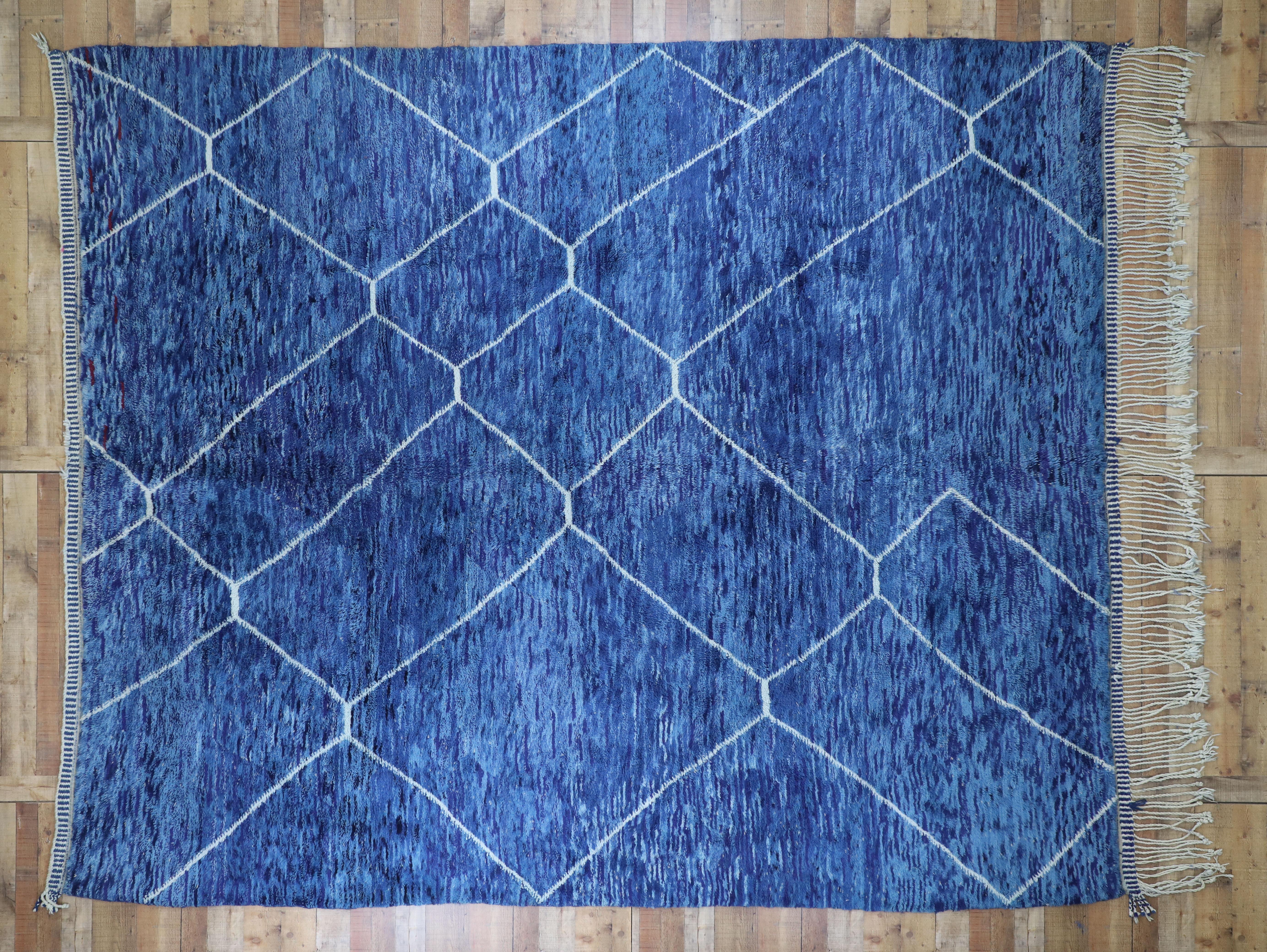 Contemporary Moroccan Rug with Postmodern Memphis Style, Blue Berber Area Rug In New Condition In Dallas, TX
