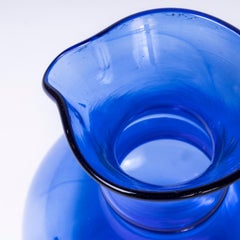 Contemporary Moroccan Small Mouthblown Jug - Blue