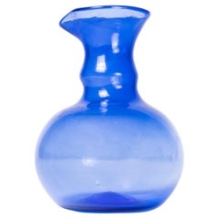 Contemporary Moroccan Small Mouthblown Jug - Blue