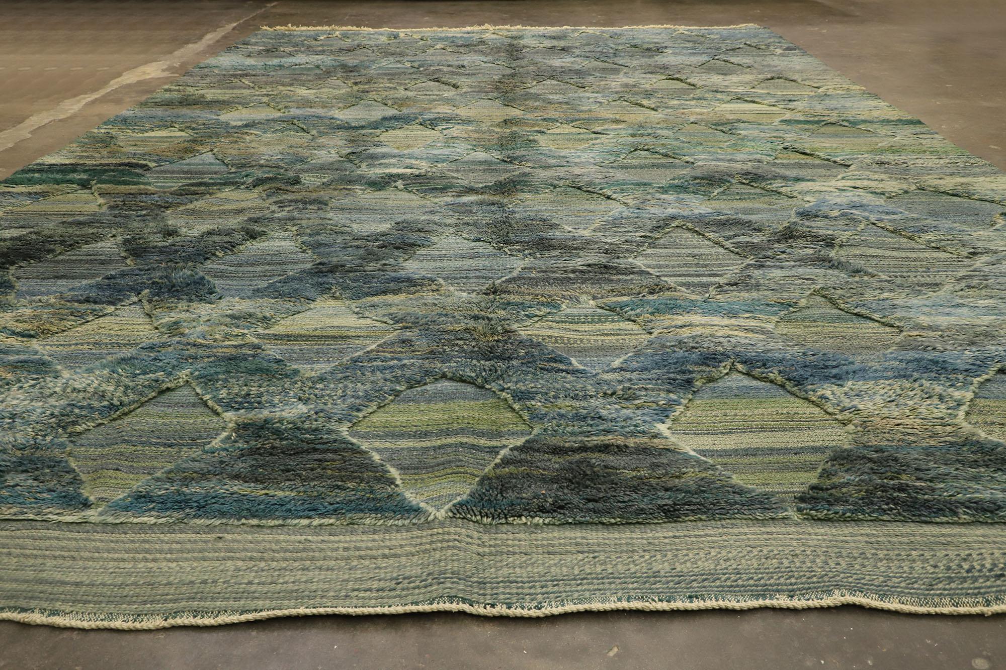 Contemporary Berber Moroccan High Low Textured Rug, Biophilic Design Meets Nomadic Charm