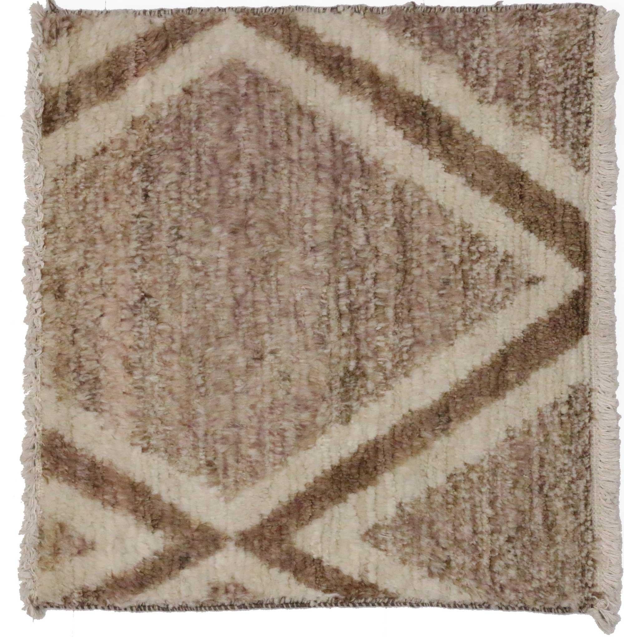 Pakistani Contemporary Moroccan Style Accent Rug, Square Moroccan Rug