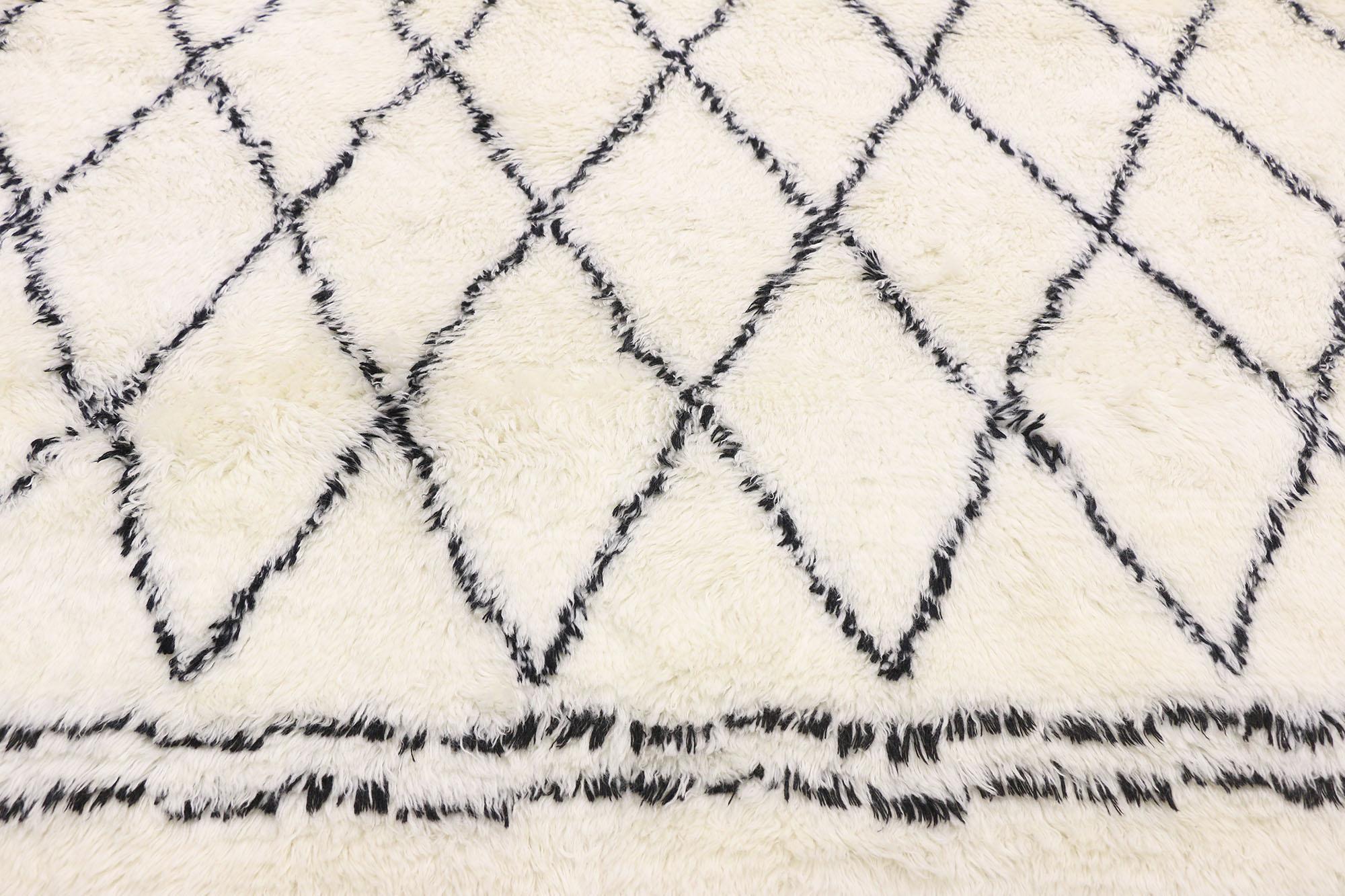 Hand-Knotted Contemporary Moroccan Style Area Rug with Minimalist Appeal