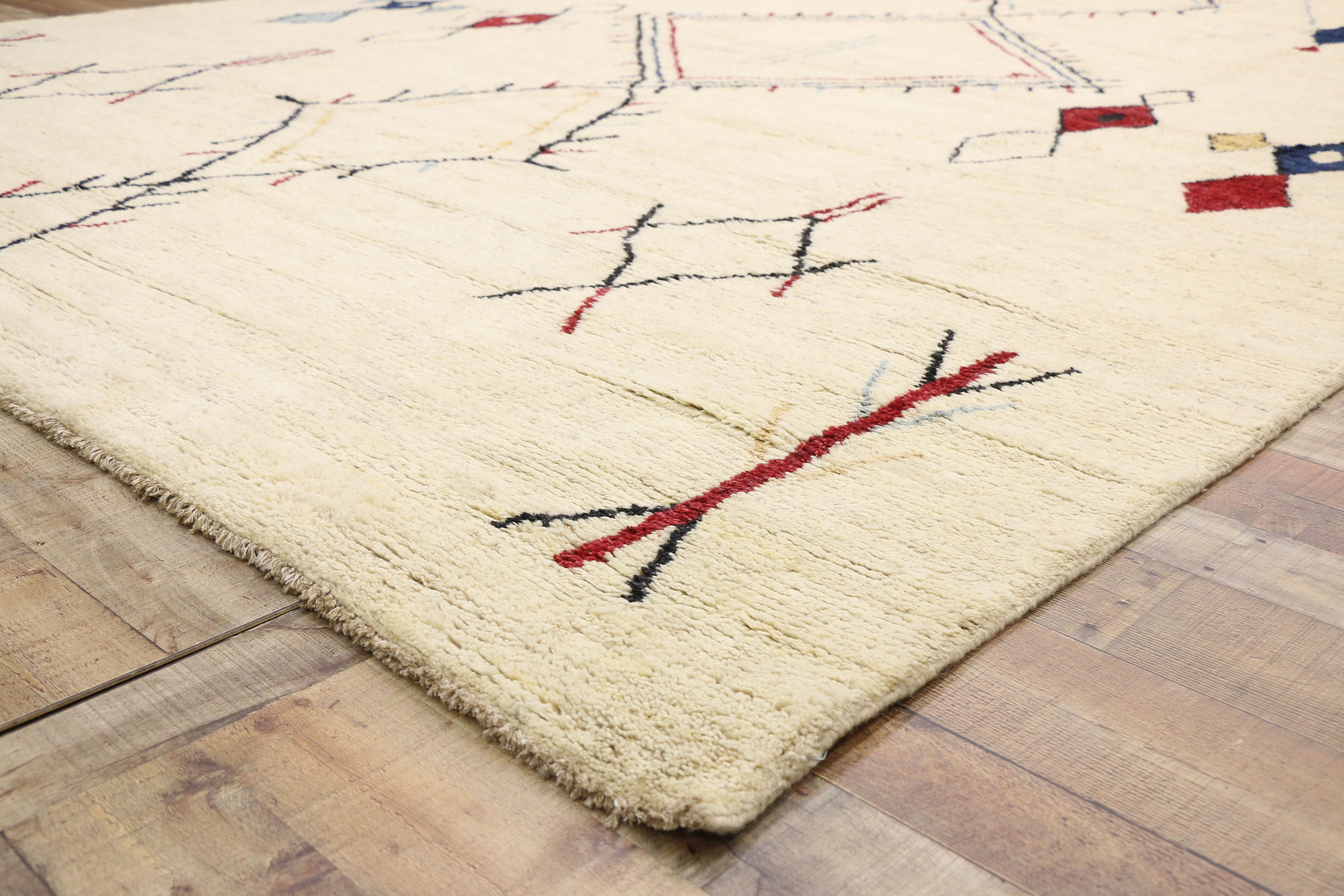 Contemporary Moroccan Style Area Rug with Modern Tribal Lodge Style In New Condition In Dallas, TX