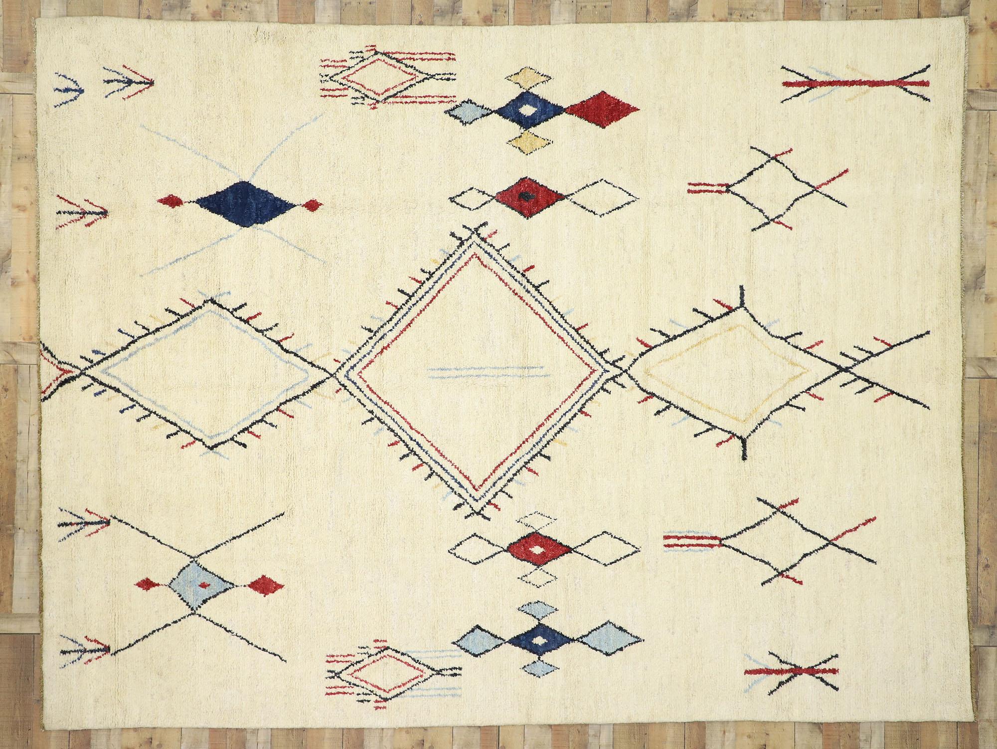 Wool Contemporary Moroccan Style Area Rug with Modern Tribal Lodge Style