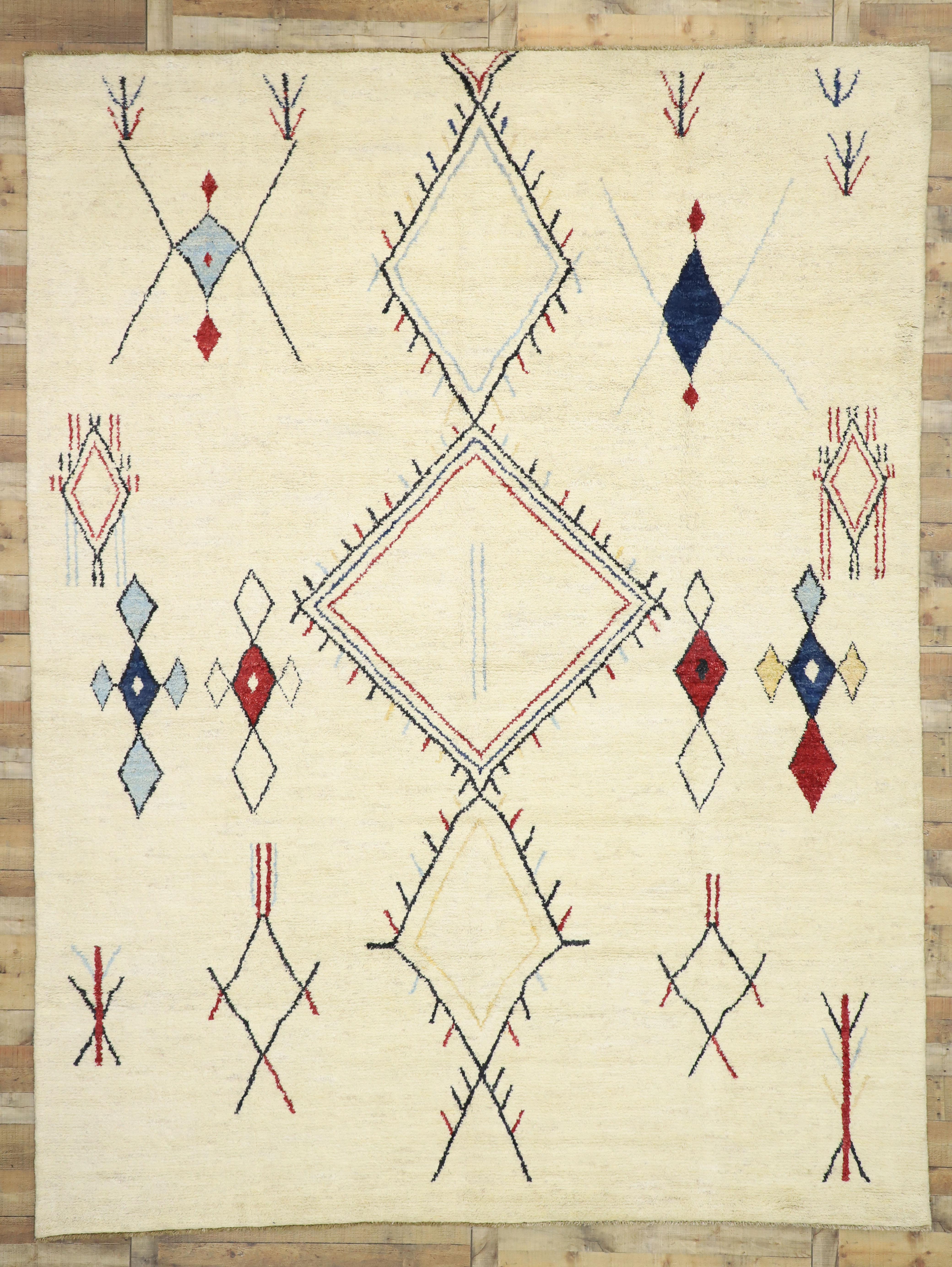 Contemporary Moroccan Style Area Rug with Modern Tribal Lodge Style 1