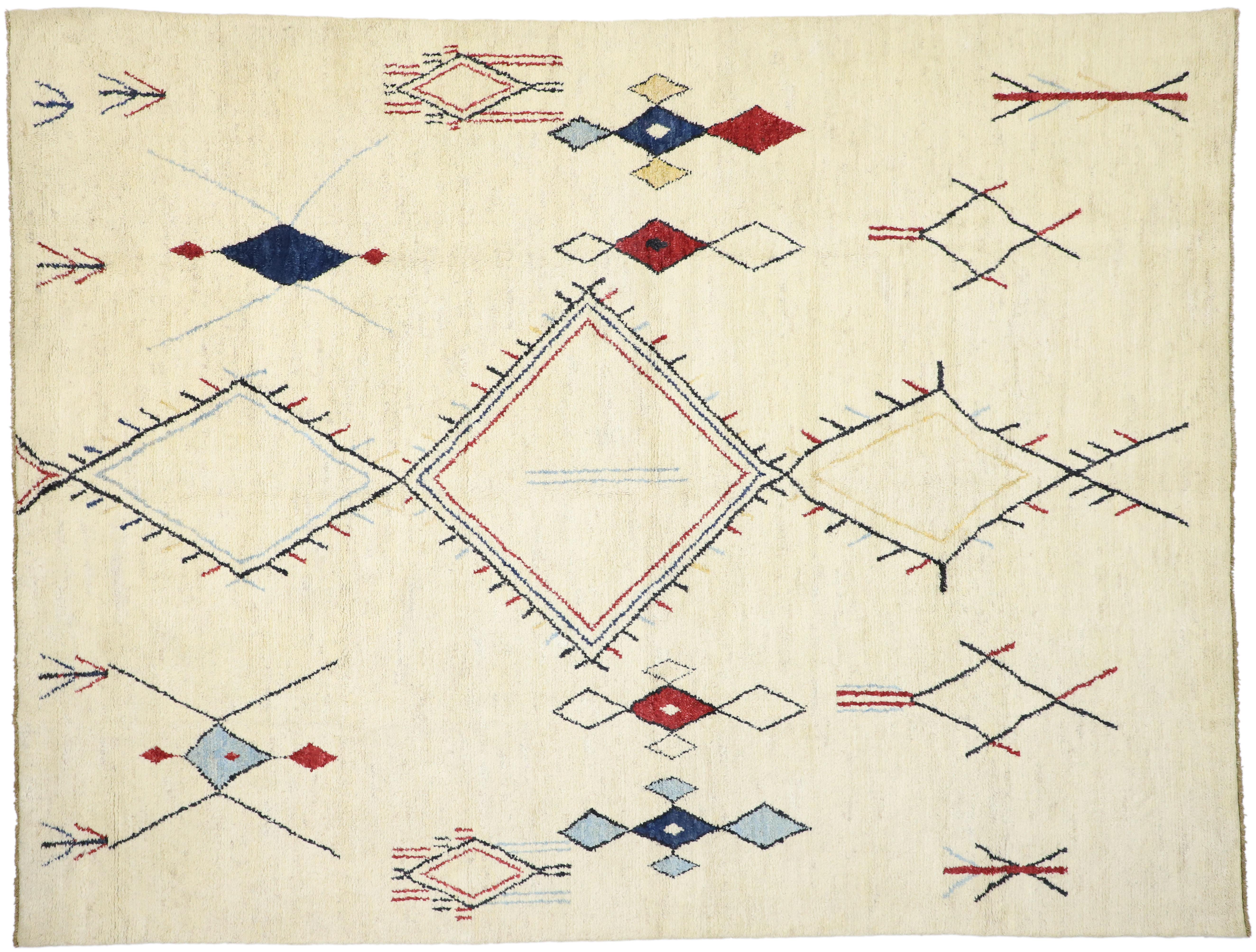 Contemporary Moroccan Style Area Rug with Modern Tribal Lodge Style 2