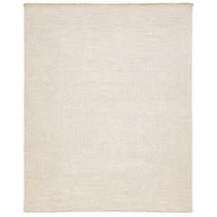 Contemporary Moroccan Style Beige Wool Rug With Geometric Motif