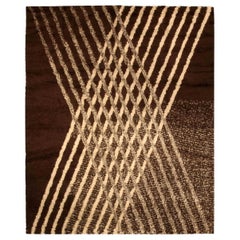 Contemporary Moroccan Style Brown, Ivory Handmade Wool Rug by Doris Leslie Blau