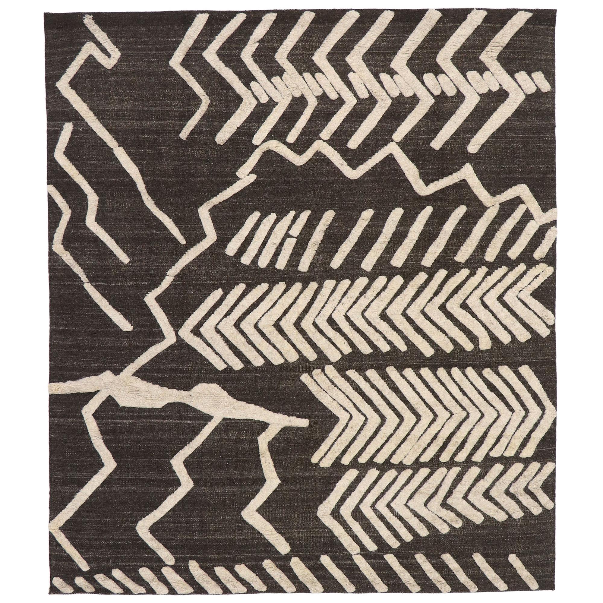 New Contemporary Moroccan Style Souf Rug with Raised Minimalist Design
