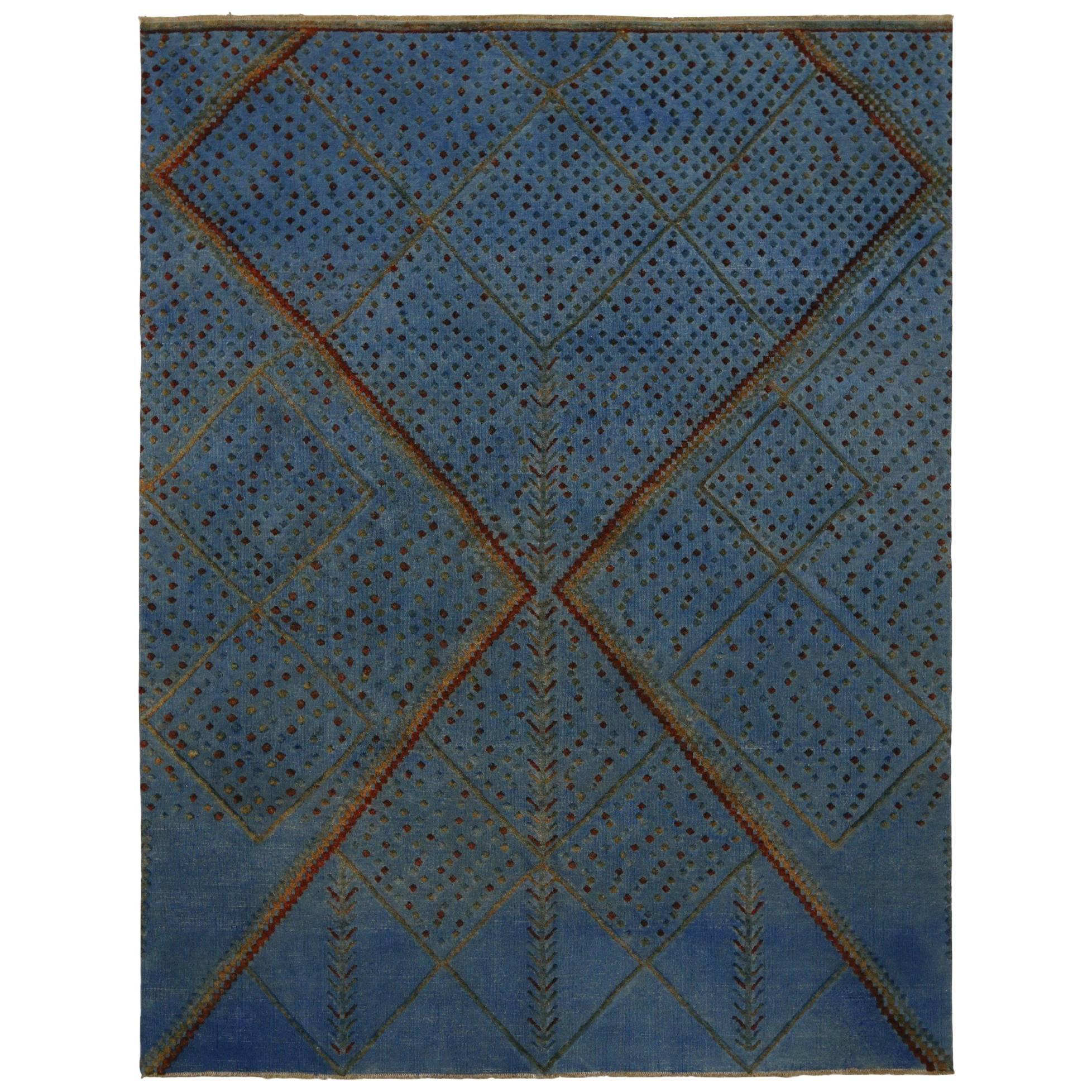 Contemporary Moroccan Rug with Diamond Trellis, High and Low Texture