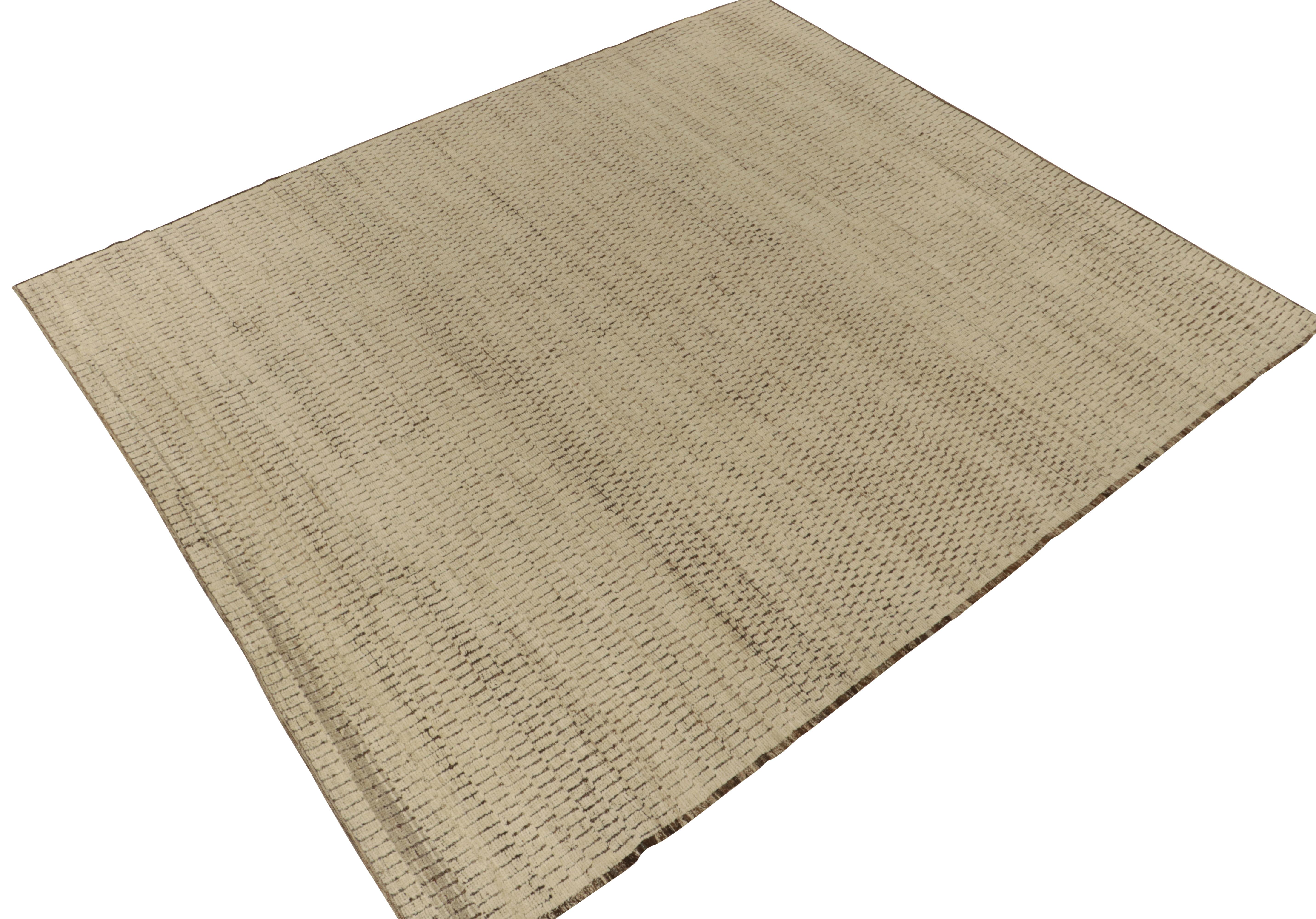 Modern Rug & Kilim's Contemporary Moroccan Style Rug in Beige and Brown For Sale