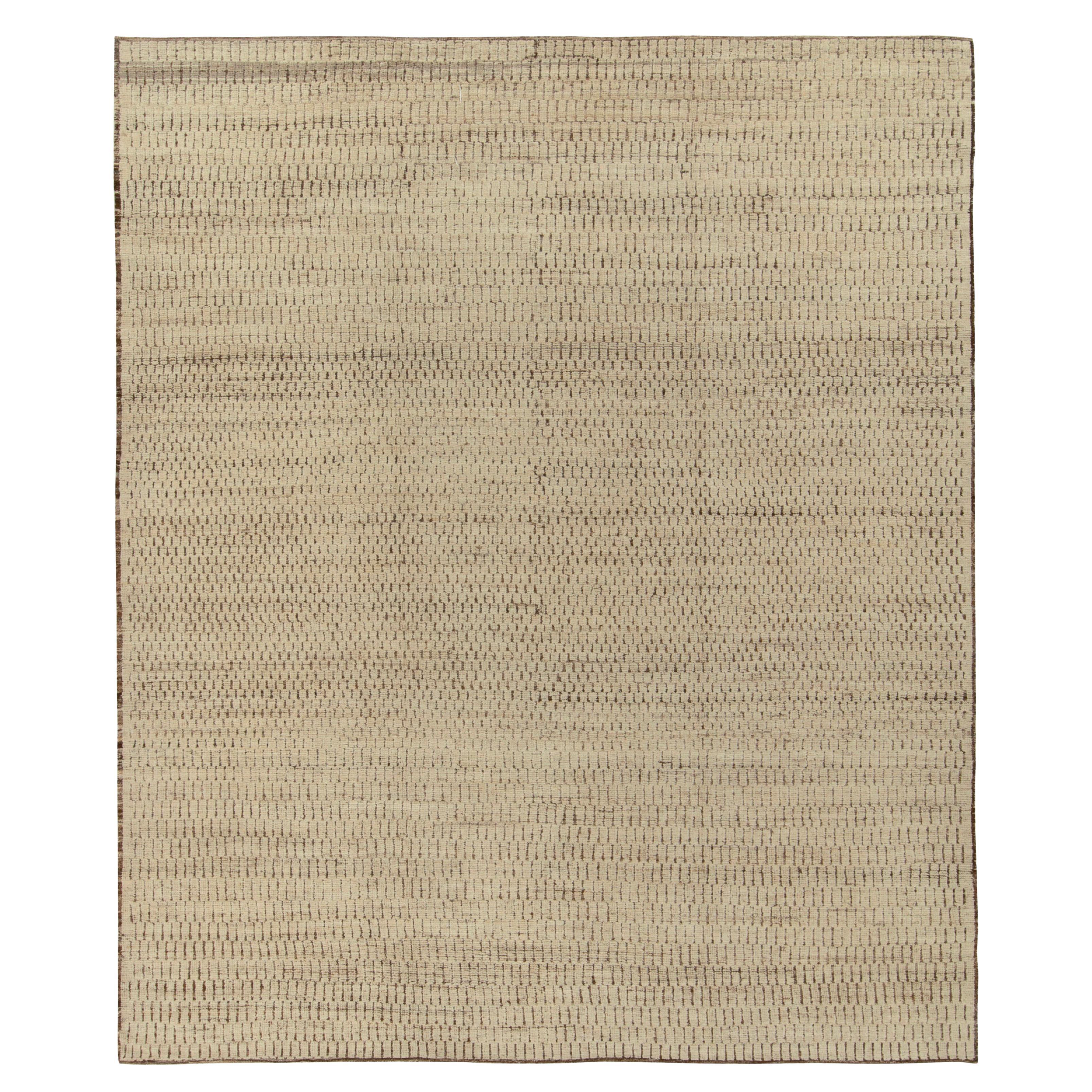 Rug & Kilim's Contemporary Moroccan Style Rug in Beige and Brown For Sale