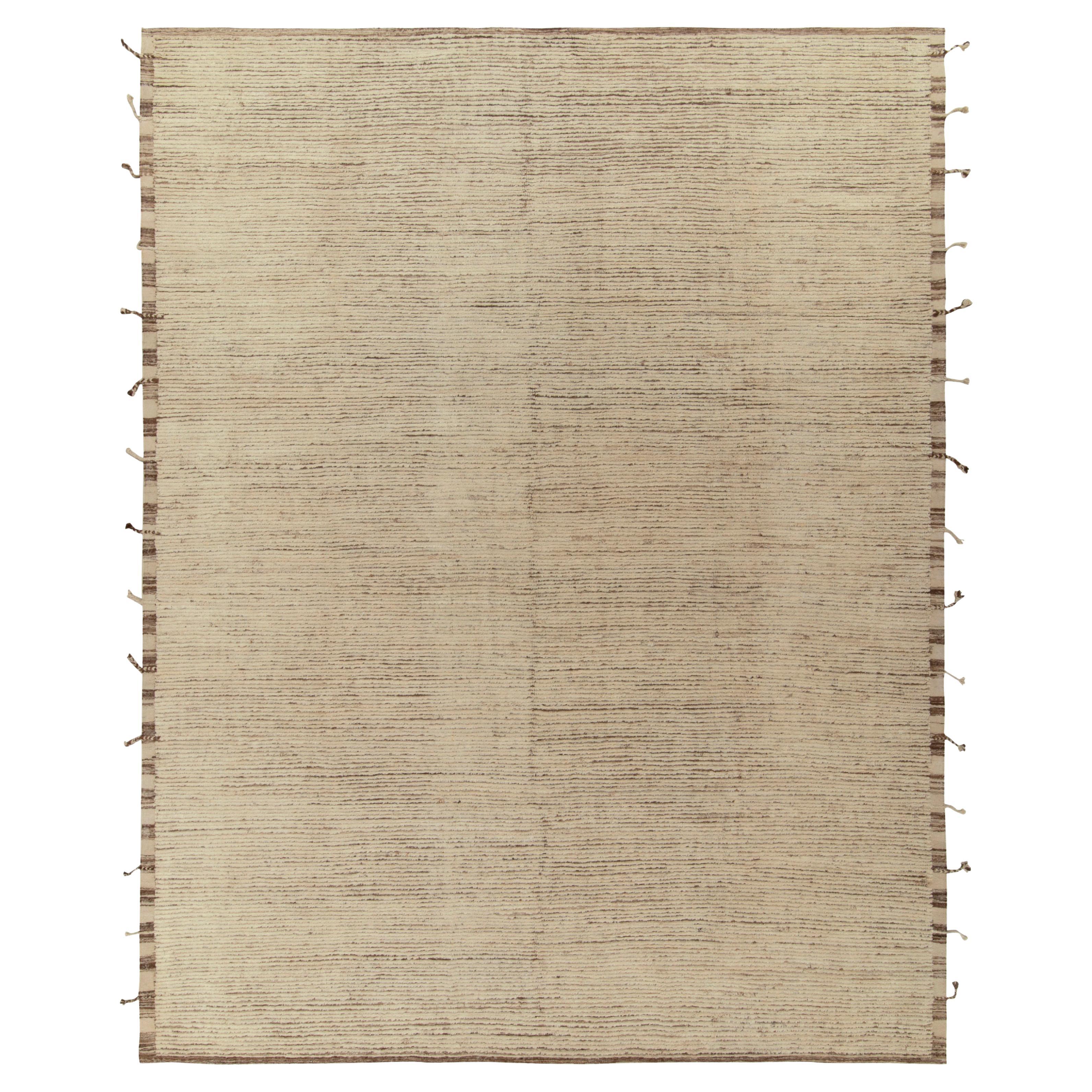 Rug & Kilim's Contemporary Moroccan style rug in Beige-Brown, Off-White Striae