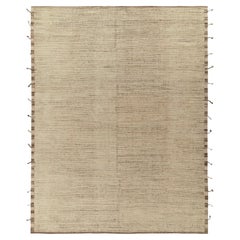 Contemporary Moroccan style rug in Beige-Brown, Off-White Striae by Rug & Kilim