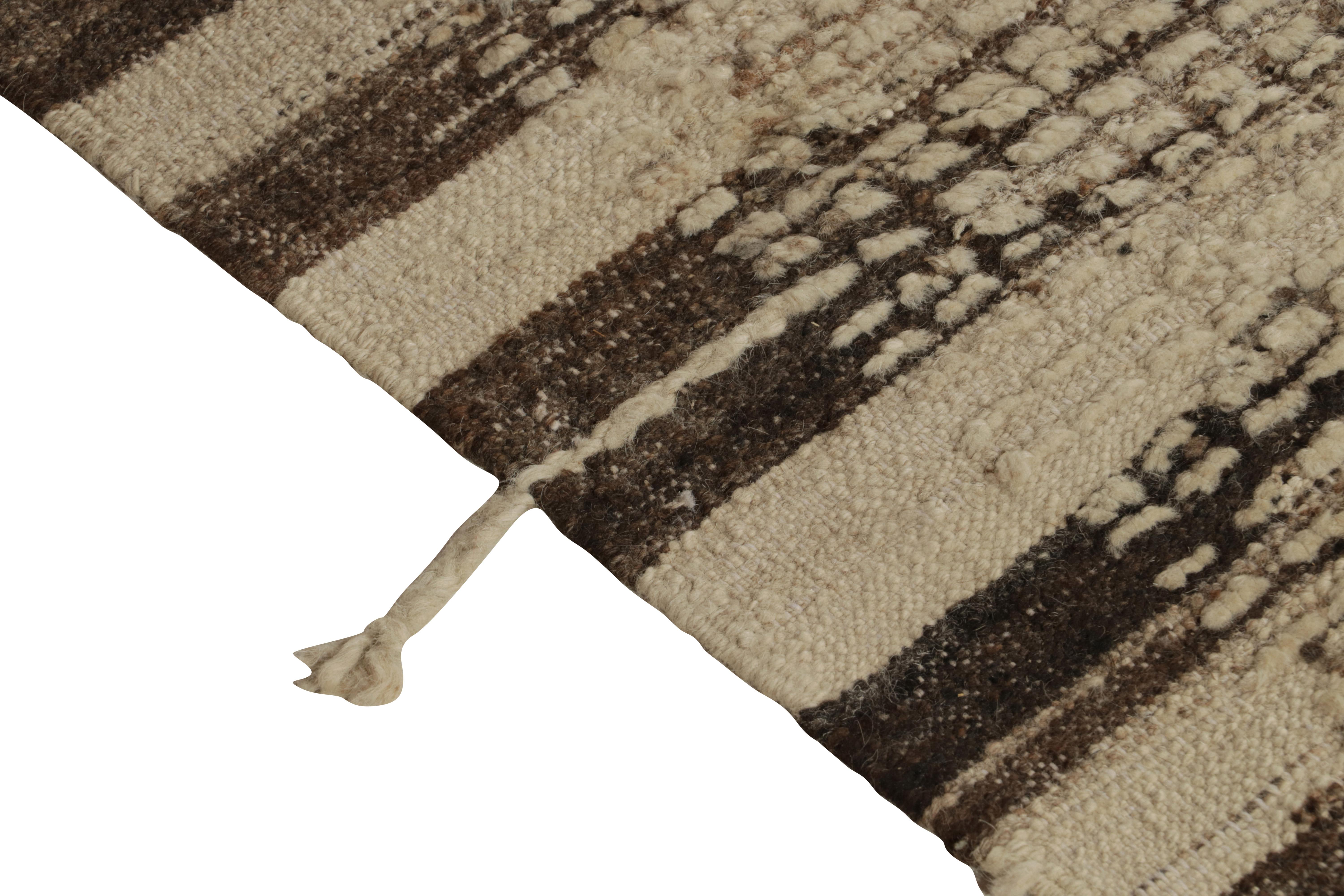 Rug & Kilim's Contemporary Moroccan Style Rug in Beige-Brown & White In New Condition For Sale In Long Island City, NY