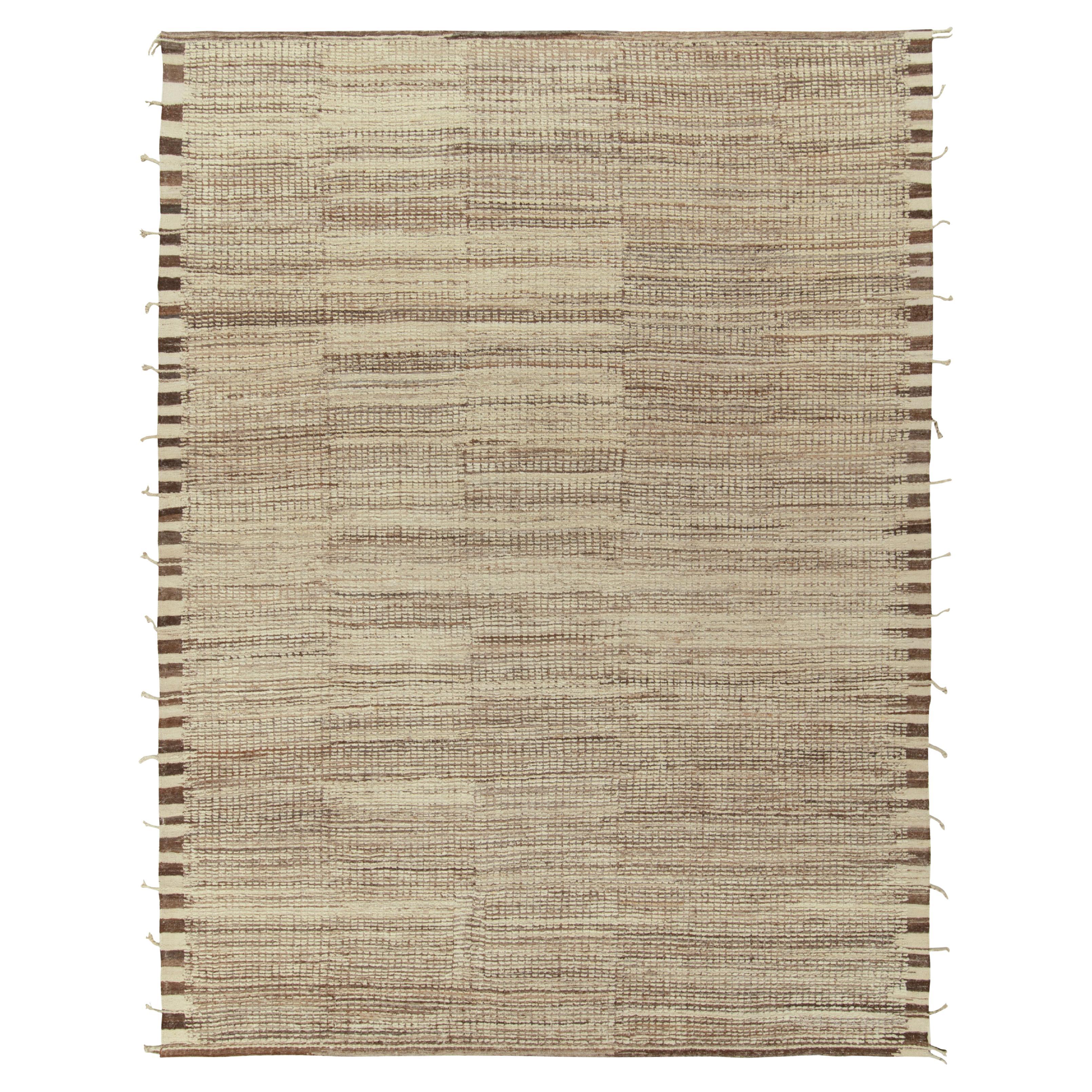 Rug & Kilim's Contemporary Moroccan Style Rug in Beige-Brown & White
