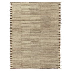 Tapis et tapis Kilim de style marocain contemporain en beige-marron et blanc