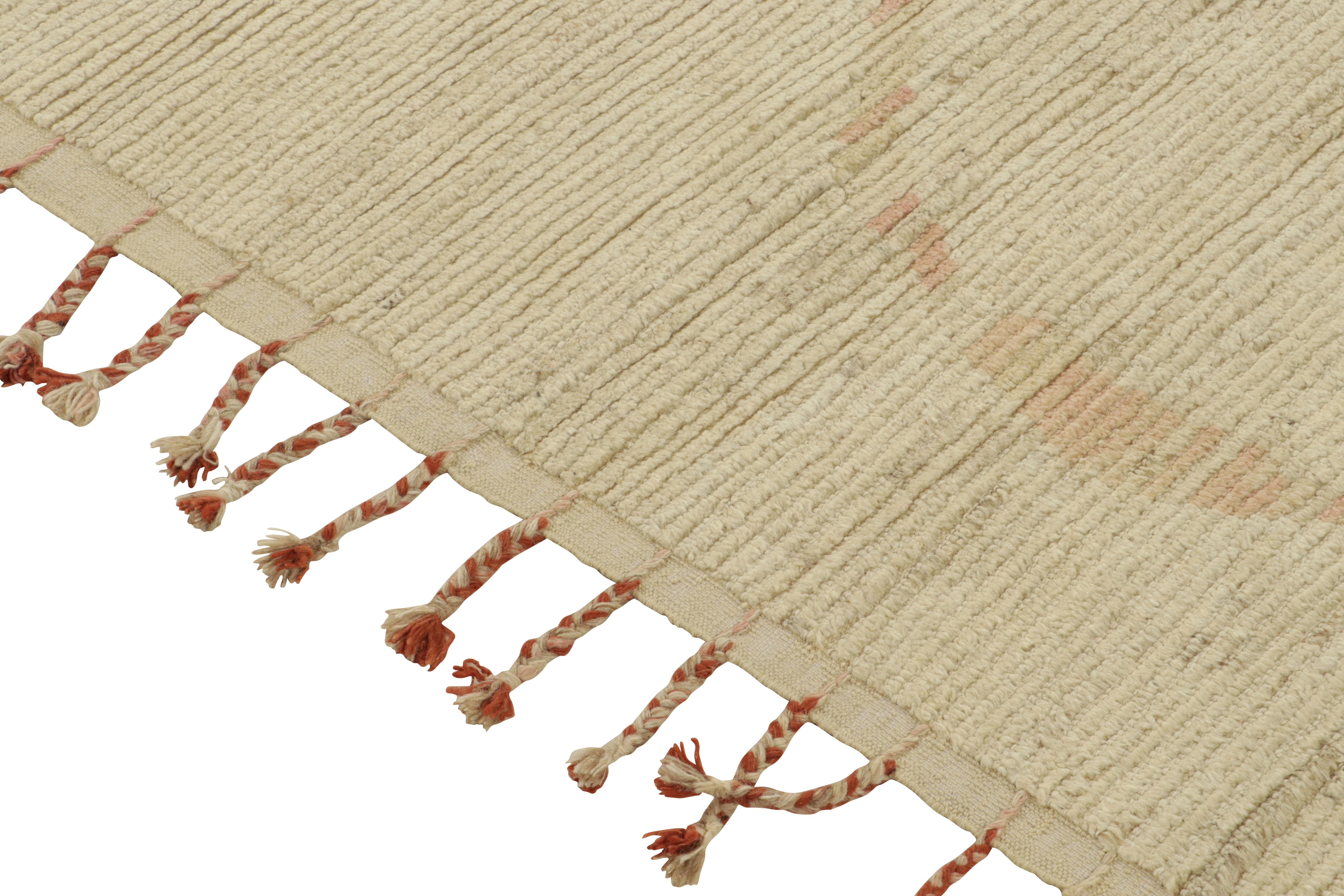 Rug & Kilim's Contemporary Moroccan Style Rug in Beige-White & Red In New Condition For Sale In Long Island City, NY