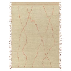 Contemporary Moroccan Style Rug in Beige-White & Red by Rug & Kilim