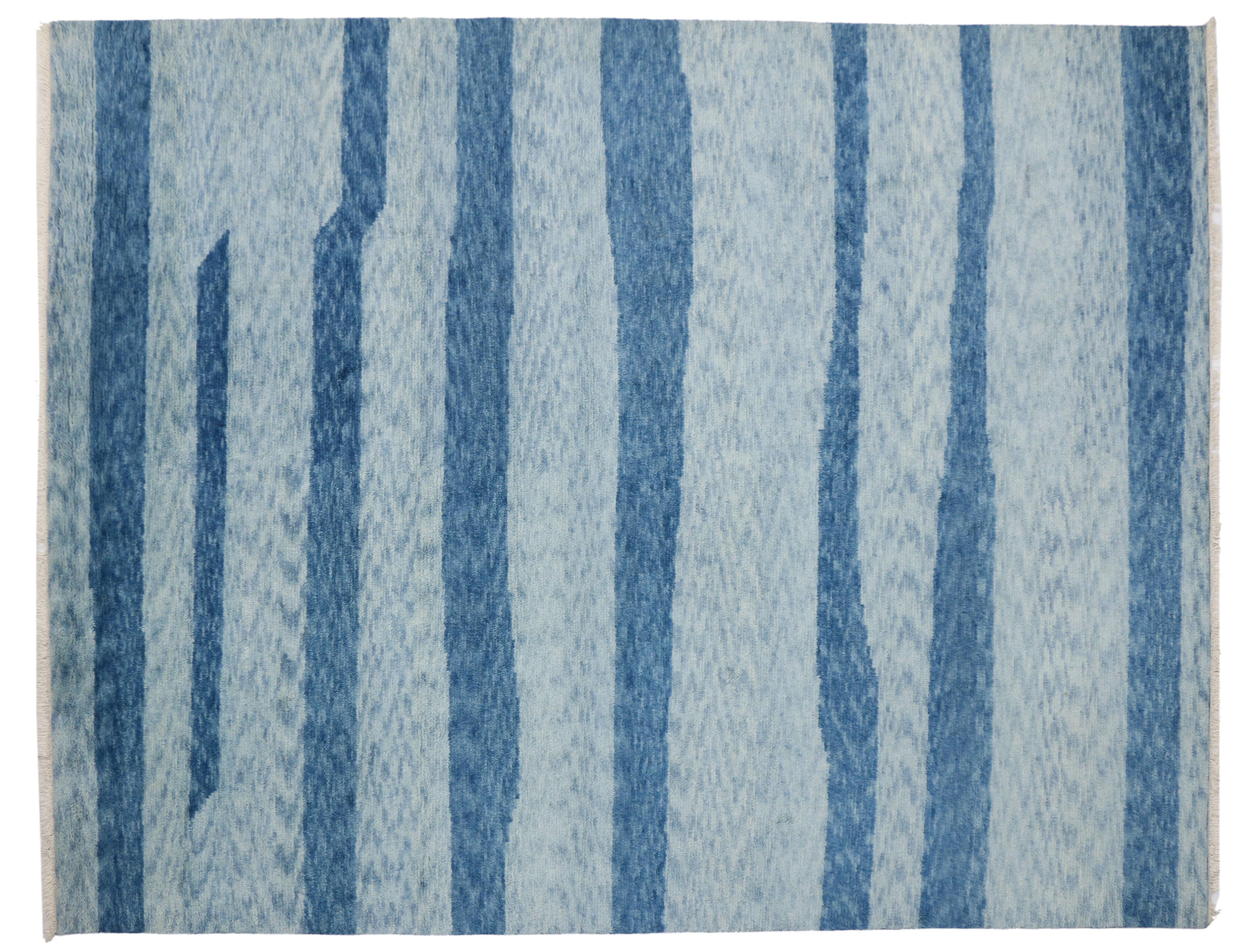 Indian New Contemporary Coastal Moroccan Rug with Postmodern and Beach Hygge Style