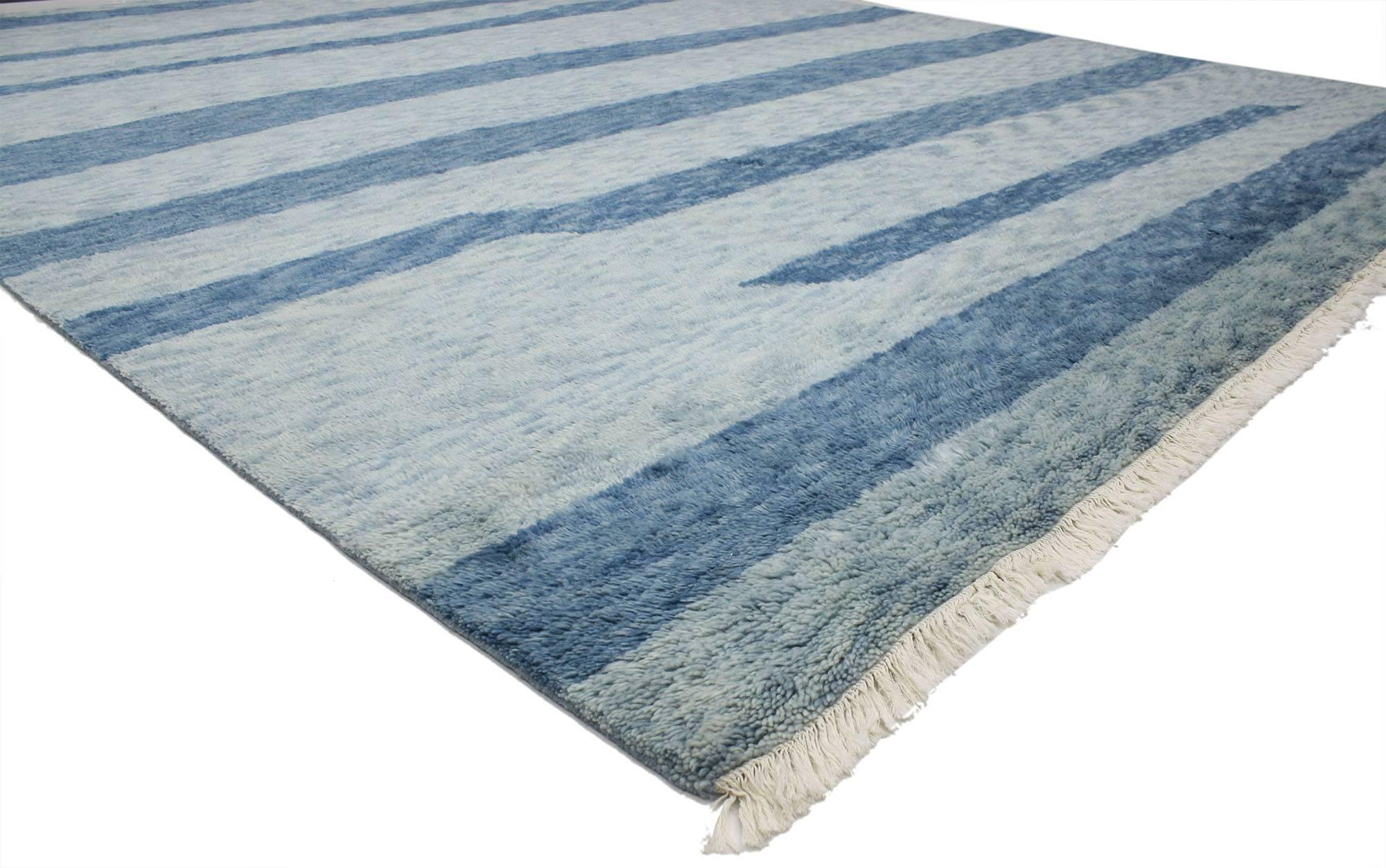 Modern New Contemporary Coastal Moroccan Rug with Postmodern and Beach Hygge Style