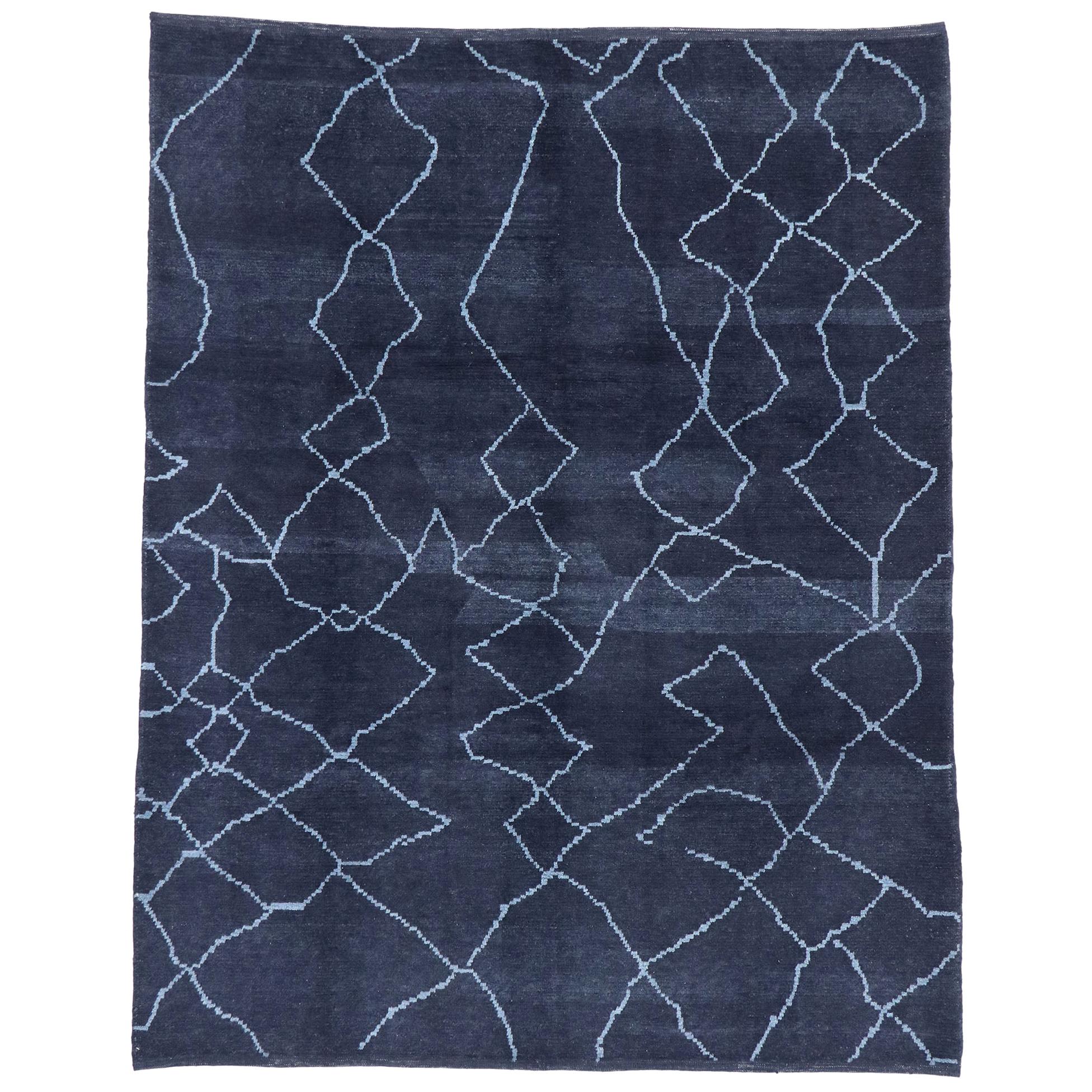 Tappeto contemporaneo in stile marocchino con moderno motivo a diamante asimmetrico