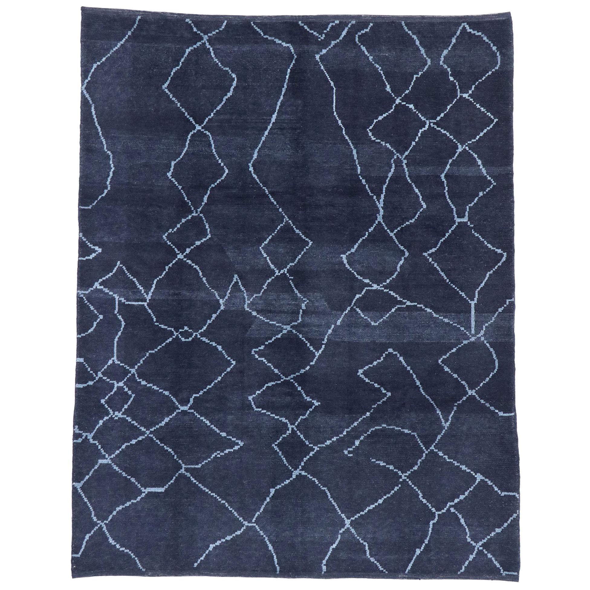 Contemporary Moroccan Style Rug with Modern Asymmetrical Diamond Pattern For Sale