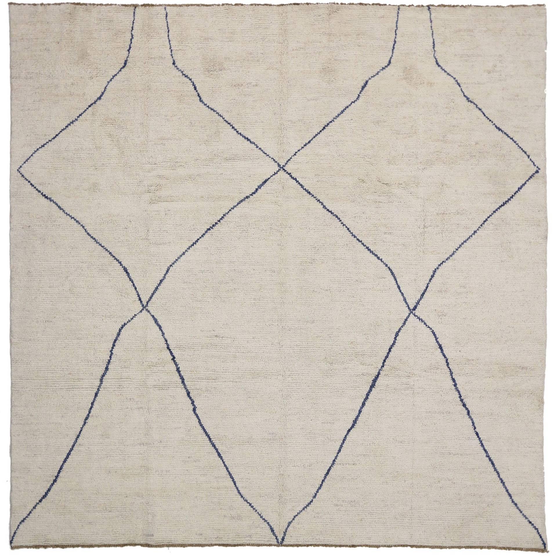 Contemporary Moroccan Style Rug with Modern Design, Square Rug