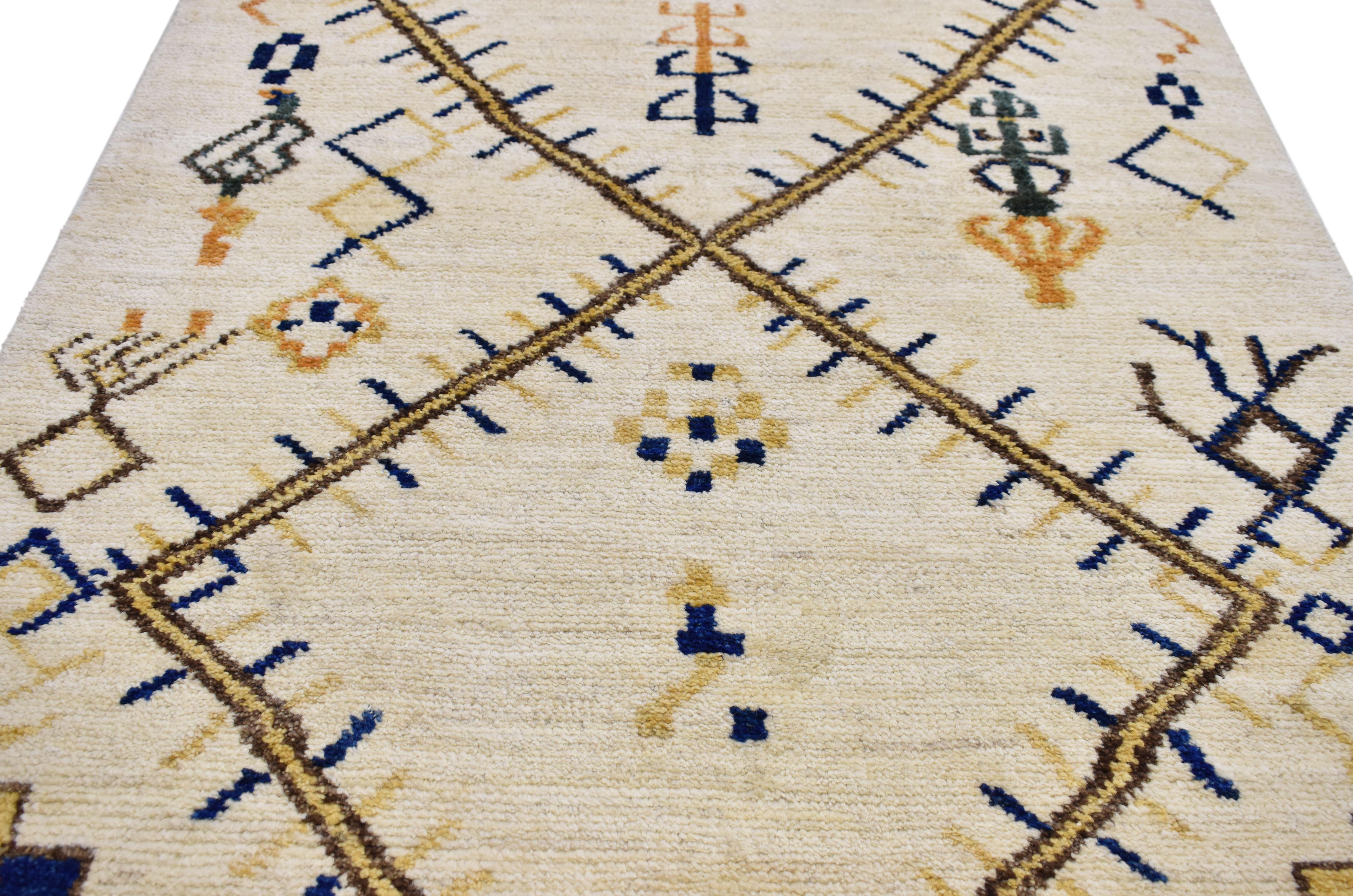 Hand-Knotted Contemporary Moroccan Style Rug with Modern Tribal Style