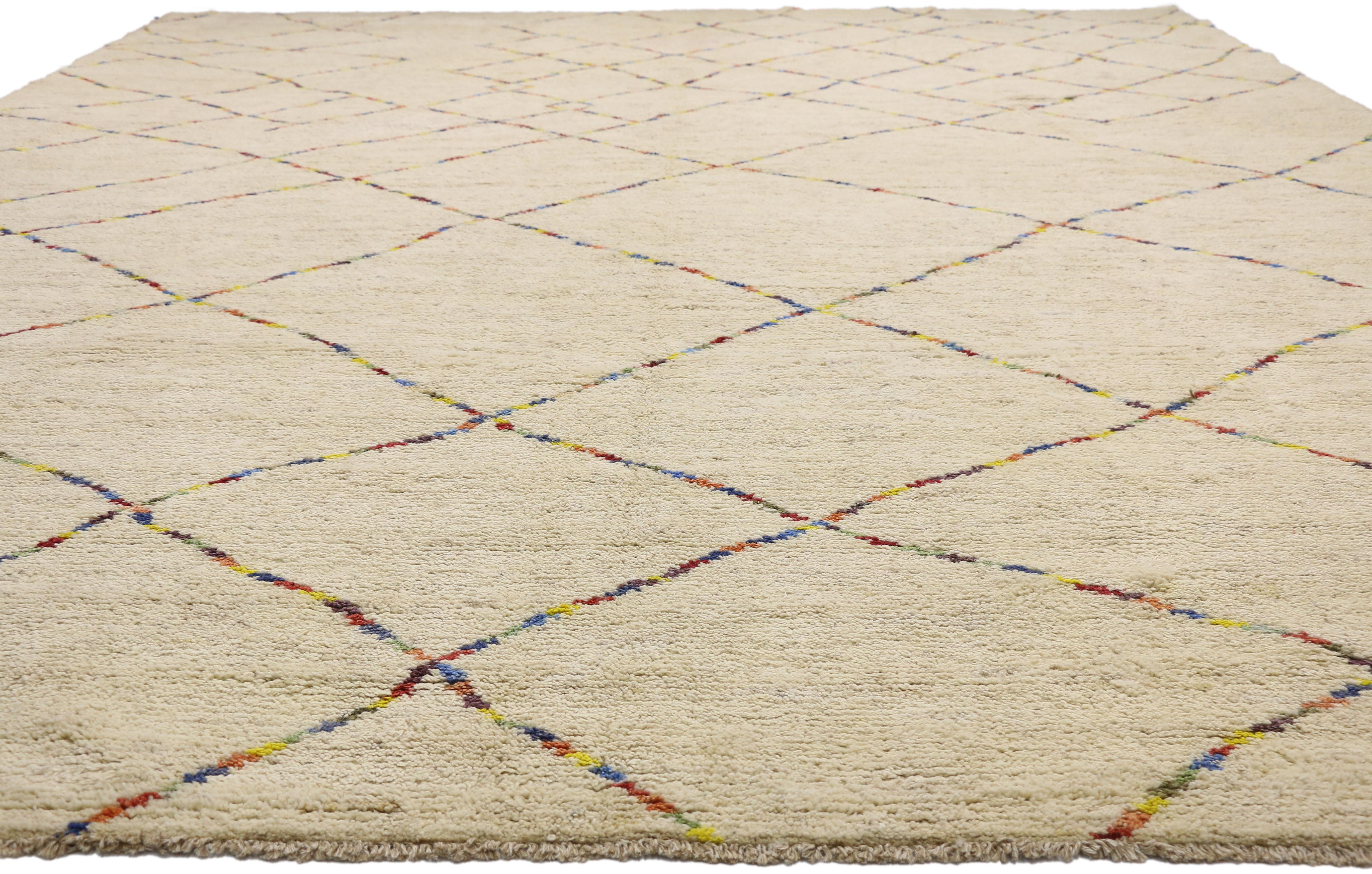 Hand-Knotted Contemporary Moroccan Style Rug with Organic Modern Style