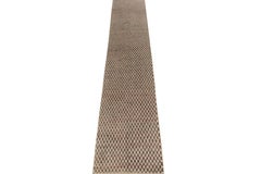 Rug & Kilim's Contemporary Moroccan Style Runner in Beige-Brown, Grey & Red