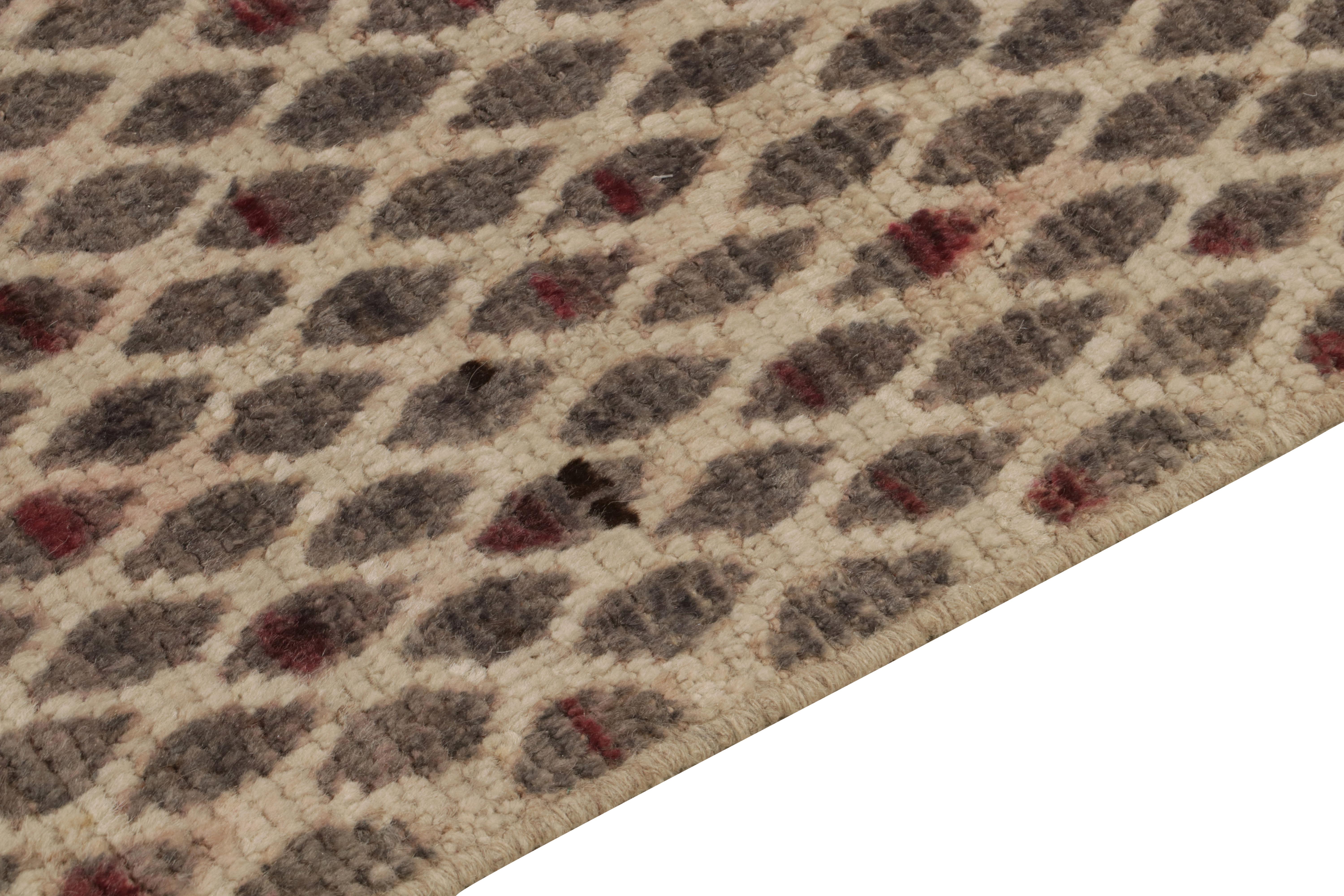 Rug & Kilim's Contemporary Moroccan Style Runner in Beige-Brown, Grey & Red In New Condition For Sale In Long Island City, NY